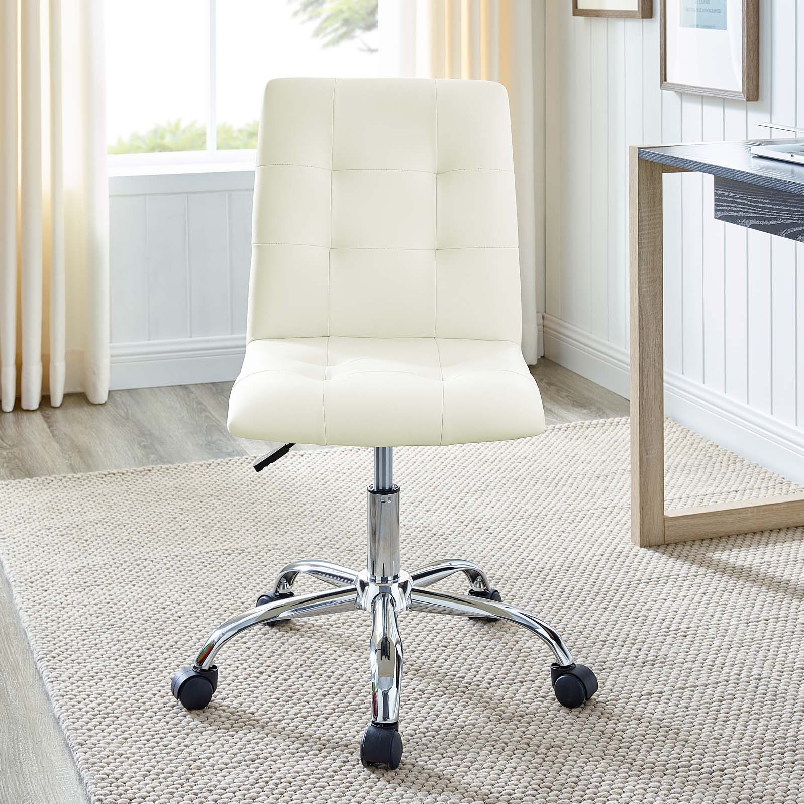 Modway Task Chairs - Prim Armless Mid Back Office Chair White