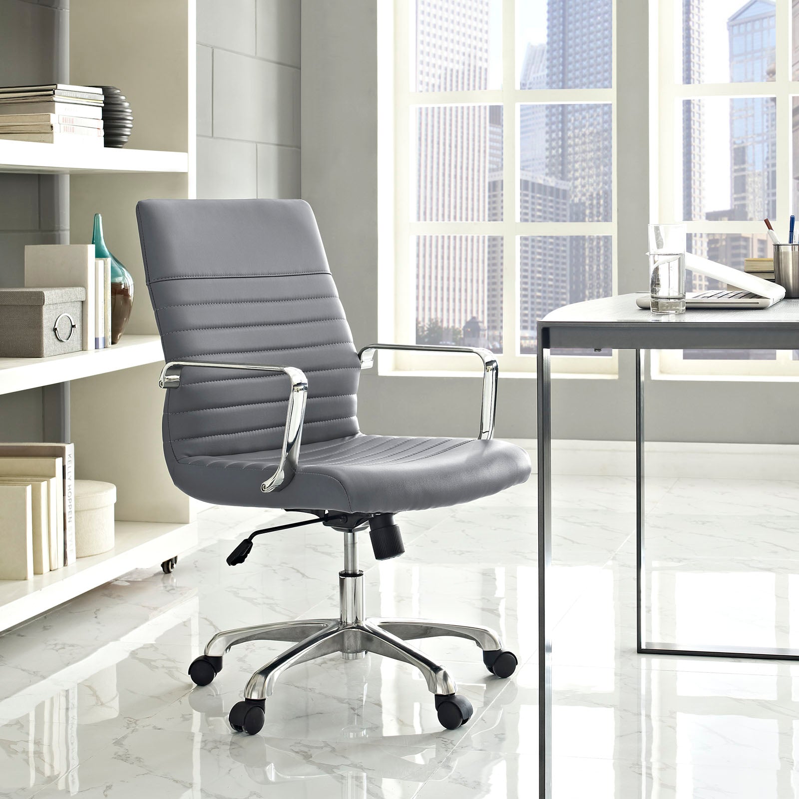 Modway Task Chairs - Finesse Mid Back Office Chair Gray