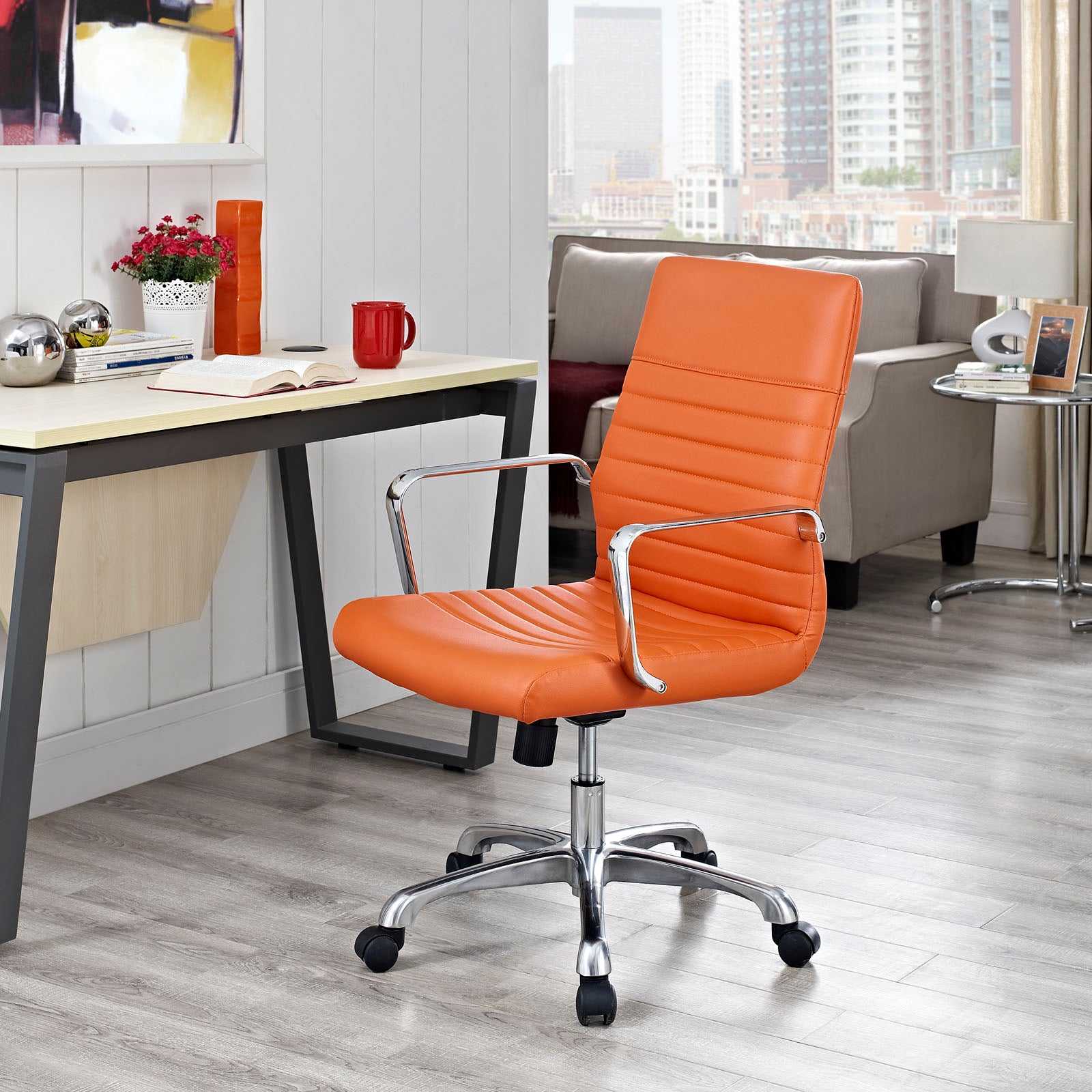 Modway Task Chairs - Finesse Mid Back Office Chair Orange