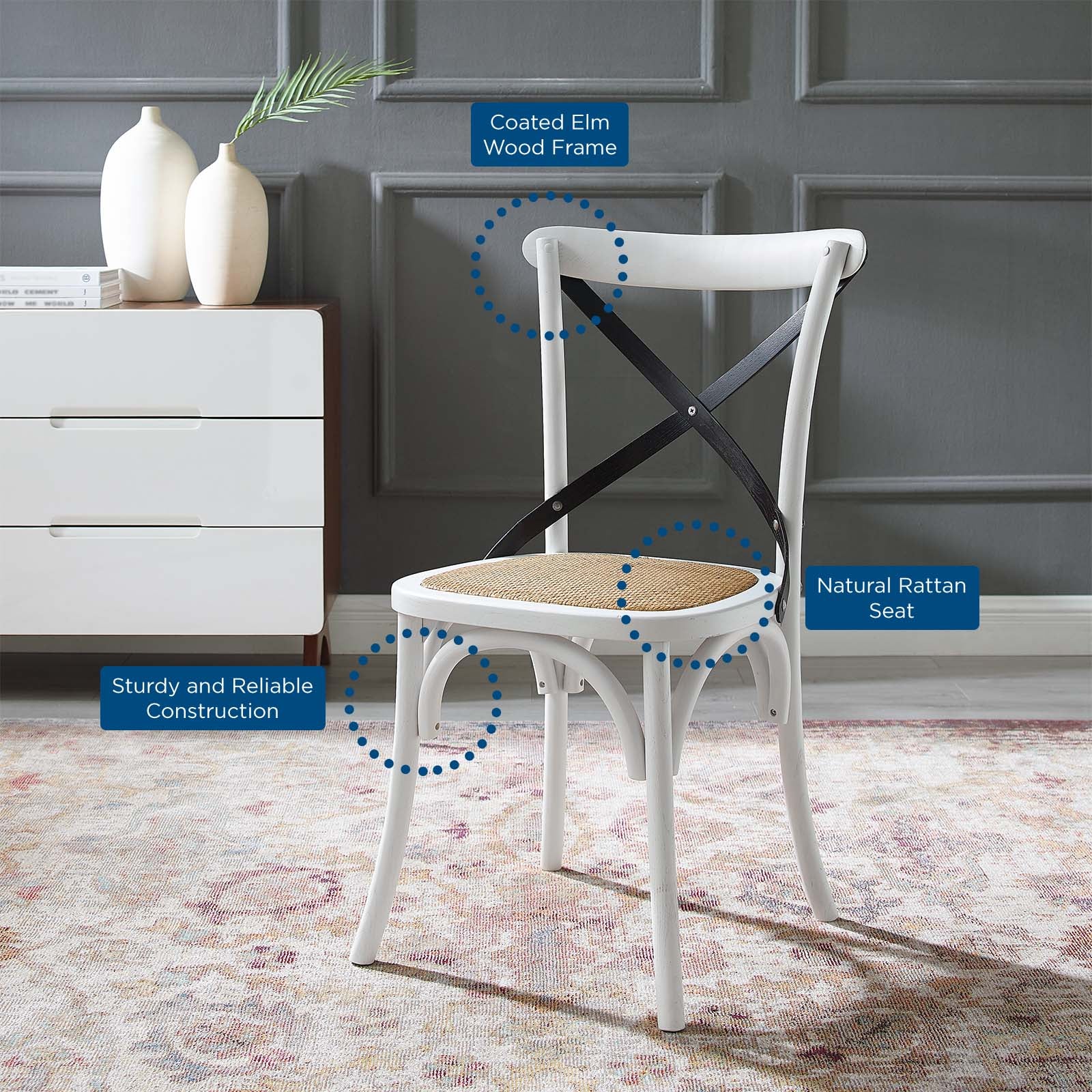 Modway Dining Chairs - Gear Dining Side Chair White Black