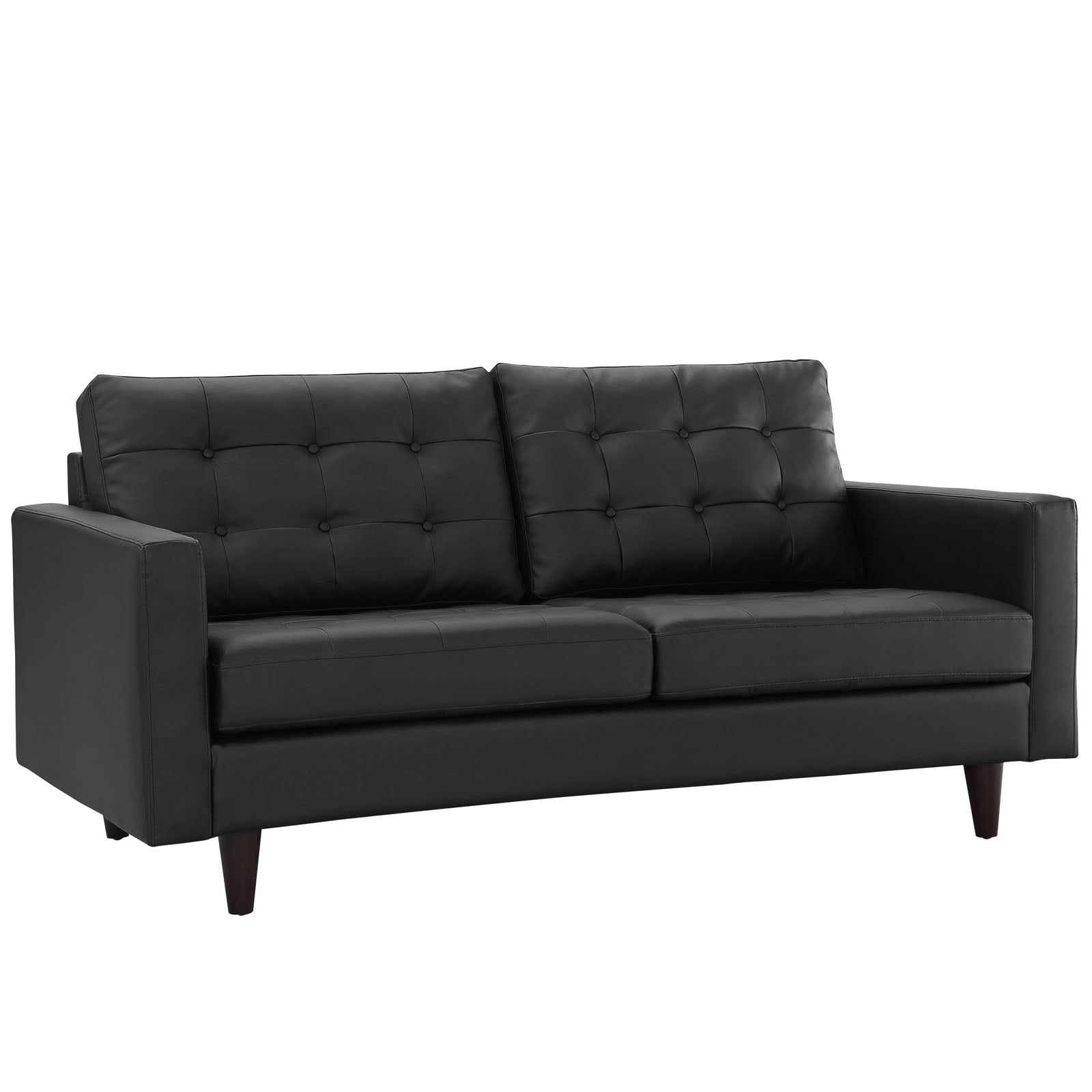 Modway Loveseats - Empress Bonded Leather Loveseat Black