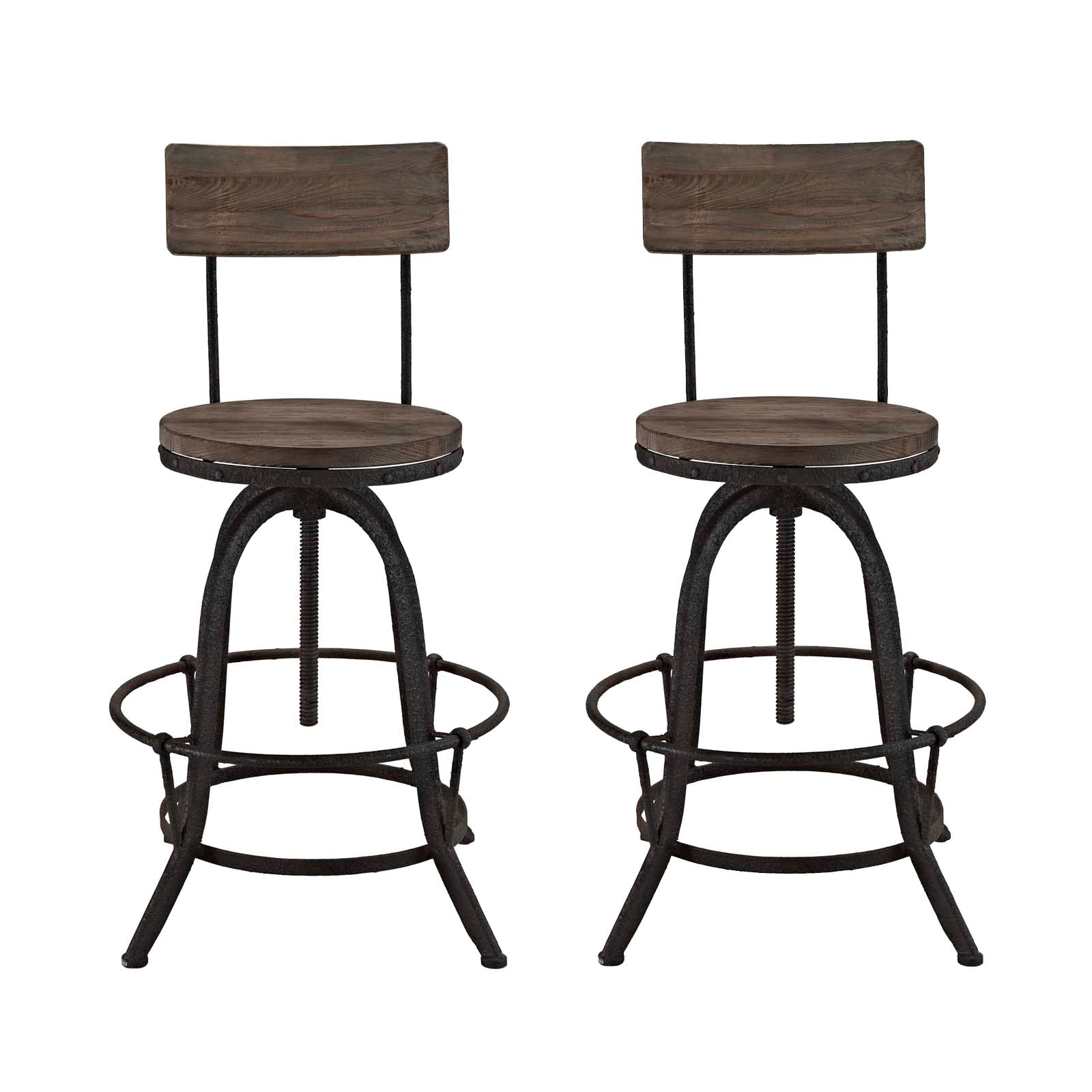 Modway Barstools - Procure Bar Stool Set of 2 Brown