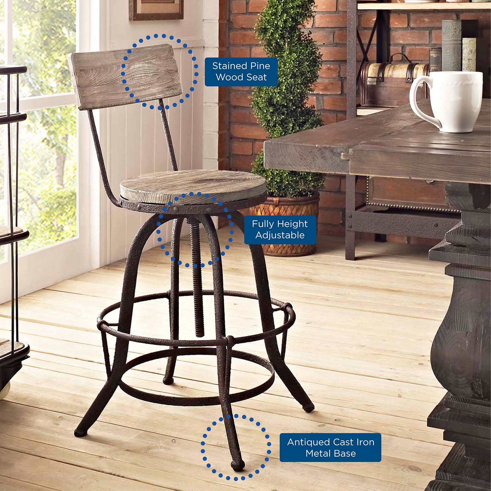 Modway Barstools - Procure Bar Stool Set of 2 Brown