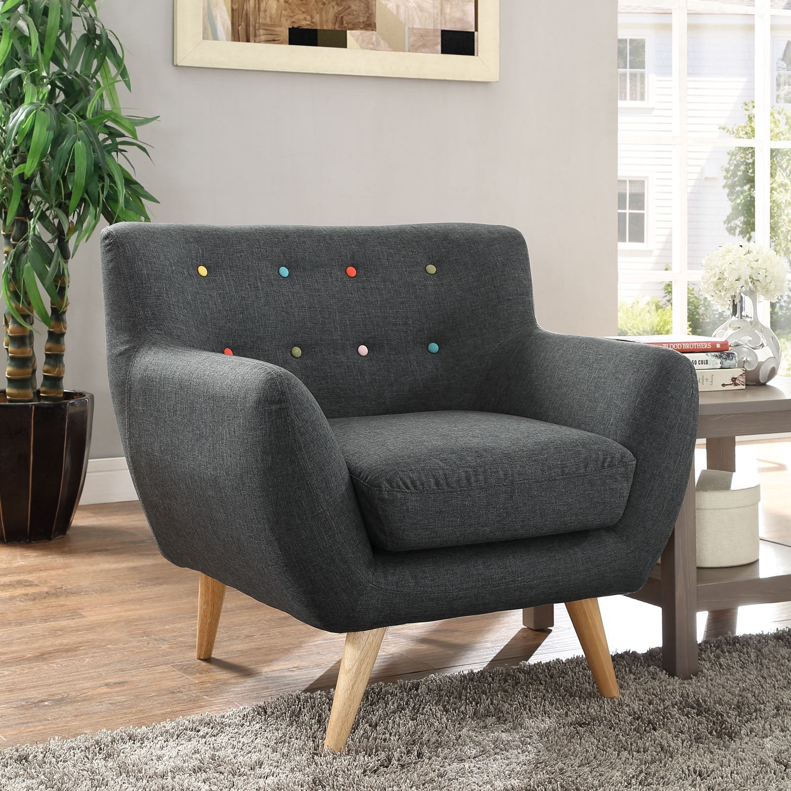 Modway Accent Chairs - Remark Upholstered Fabric Armchair Gray