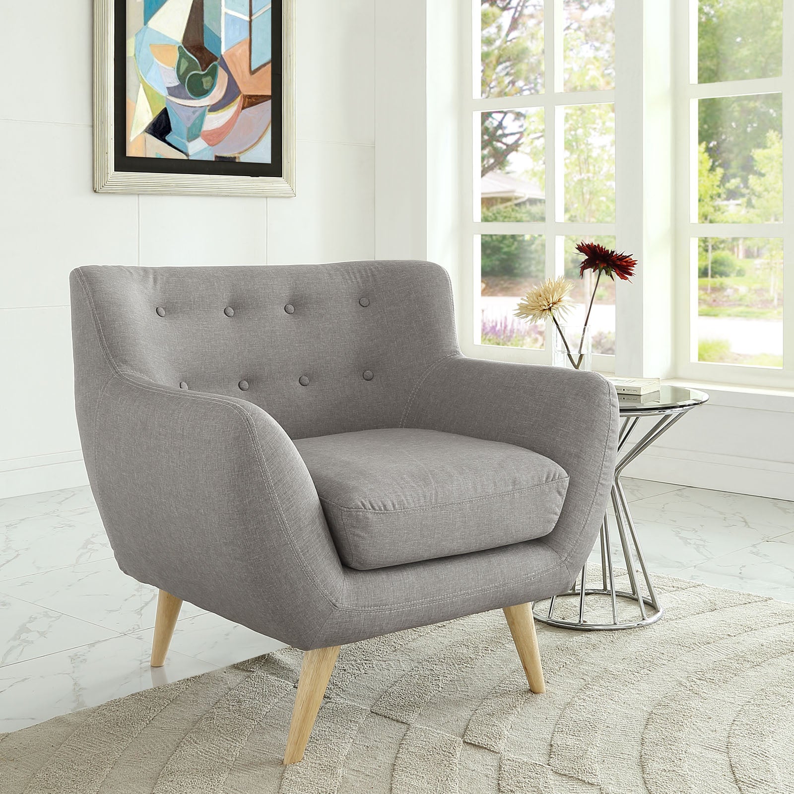 Modway Accent Chairs - Remark Fabric Armchair Light Gray