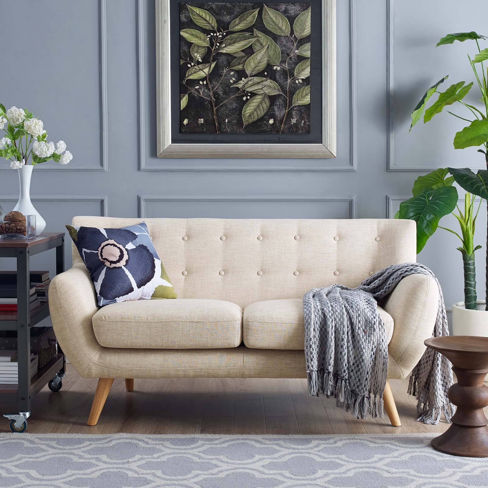 Modway Loveseats - Remark Upholstered Fabric Loveseat Beige