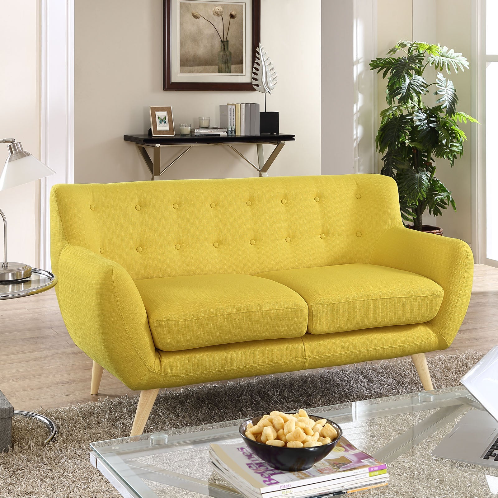 Modway Loveseats - Remark Upholstered Fabric Loveseat Sunny