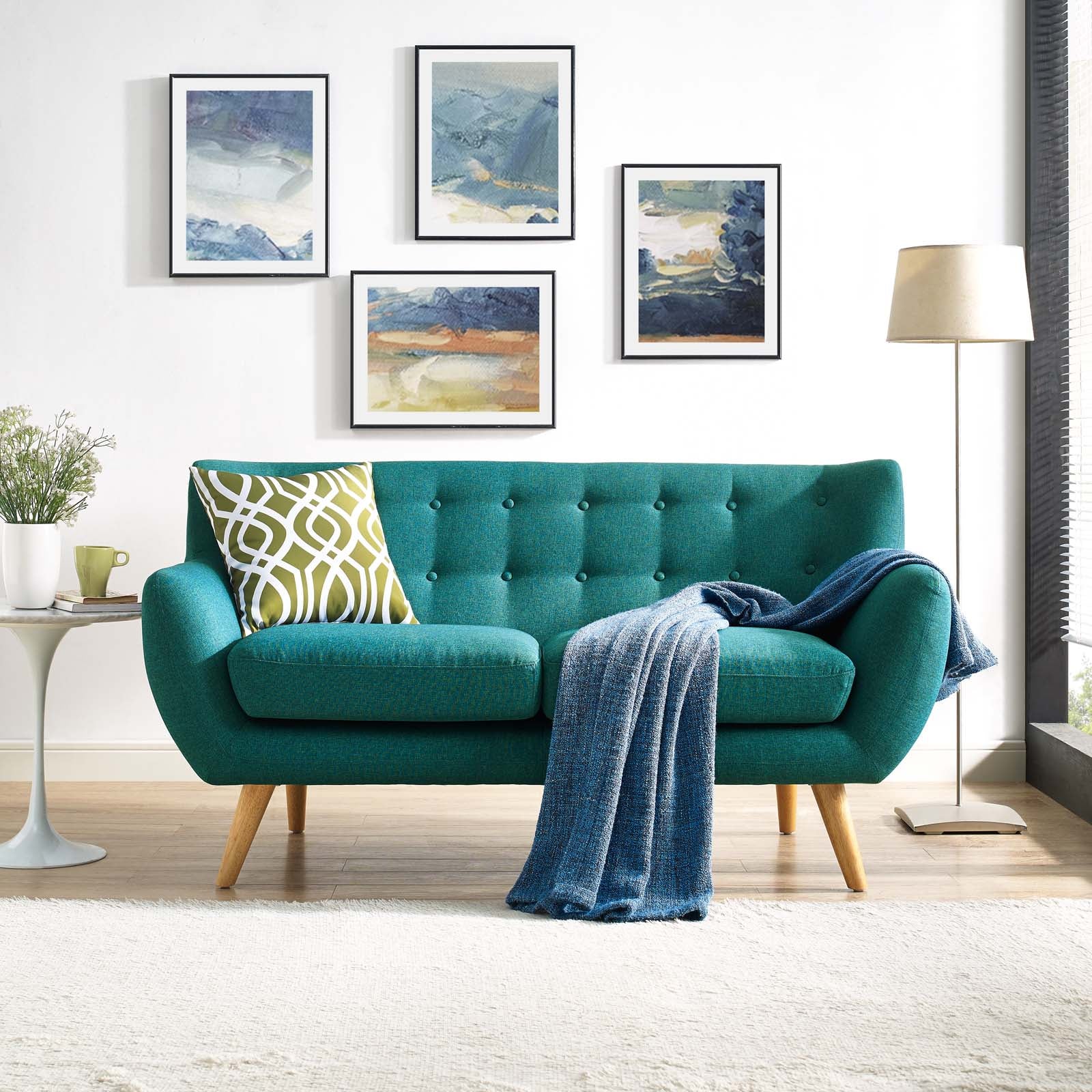 Modway Loveseats - Remark Upholstered Fabric Loveseat Teal