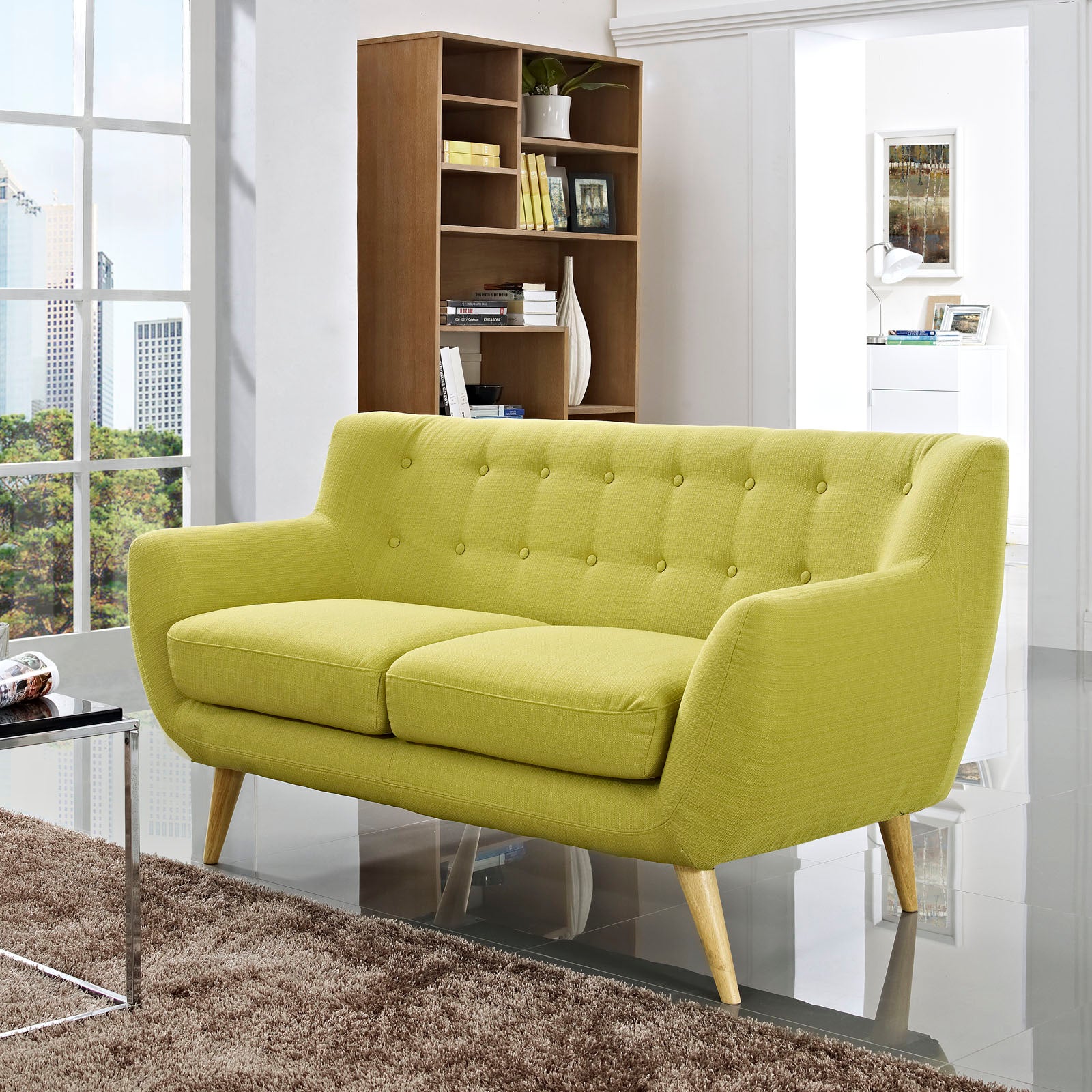 Modway Loveseats - Remark Upholstered Fabric Loveseat Wheatgrass