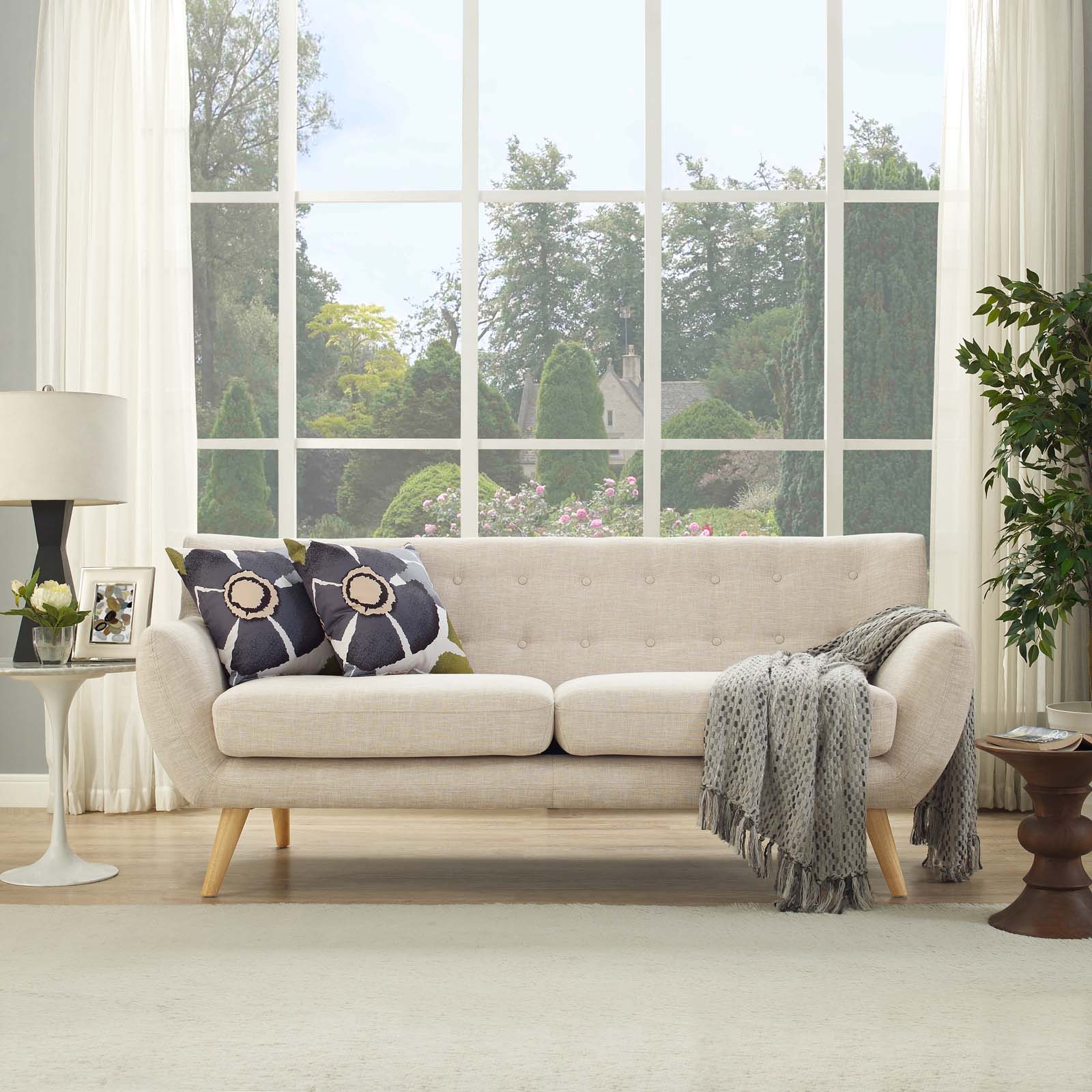 Modway Sofas & Couches - Remark Upholstered Fabric Sofa Beige