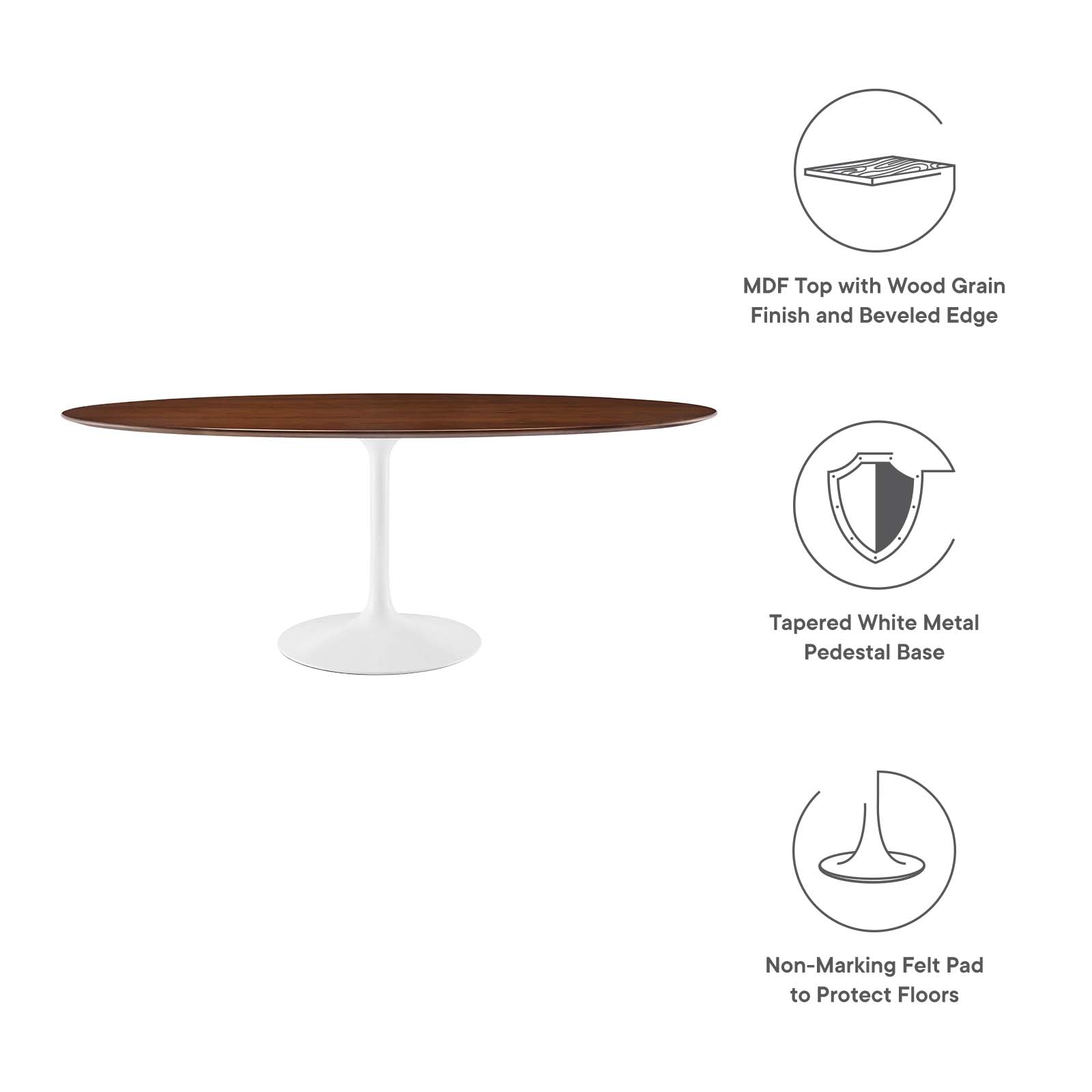 Modway Dining Tables - Lippa 78" Oval Wood Dining Table Walnut