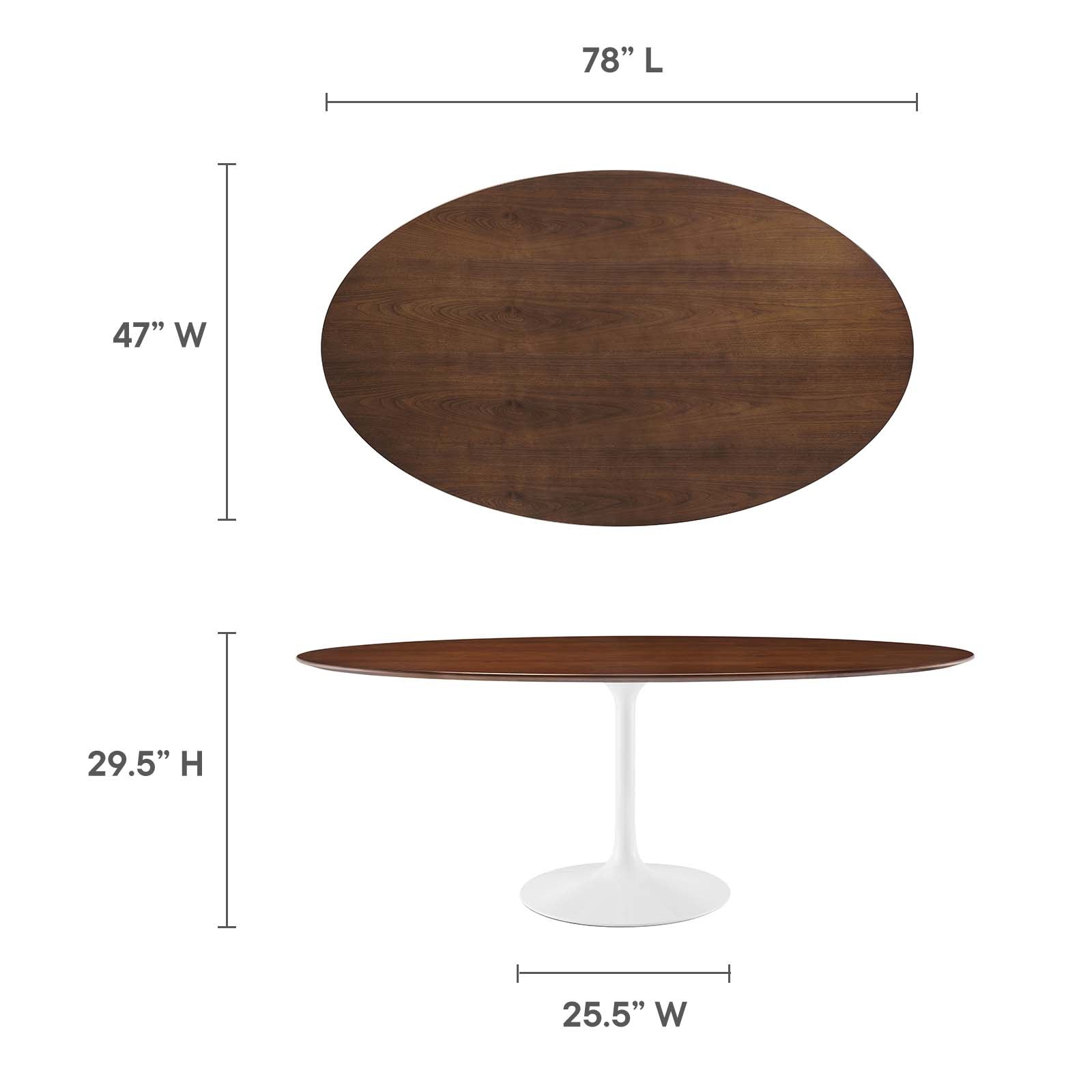 Modway Dining Tables - Lippa 78" Oval Wood Dining Table Walnut