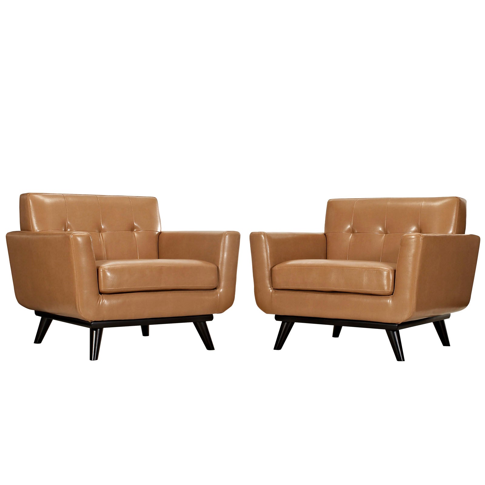 Modway Living Room Sets - Engage Leather Sofa Set Tan