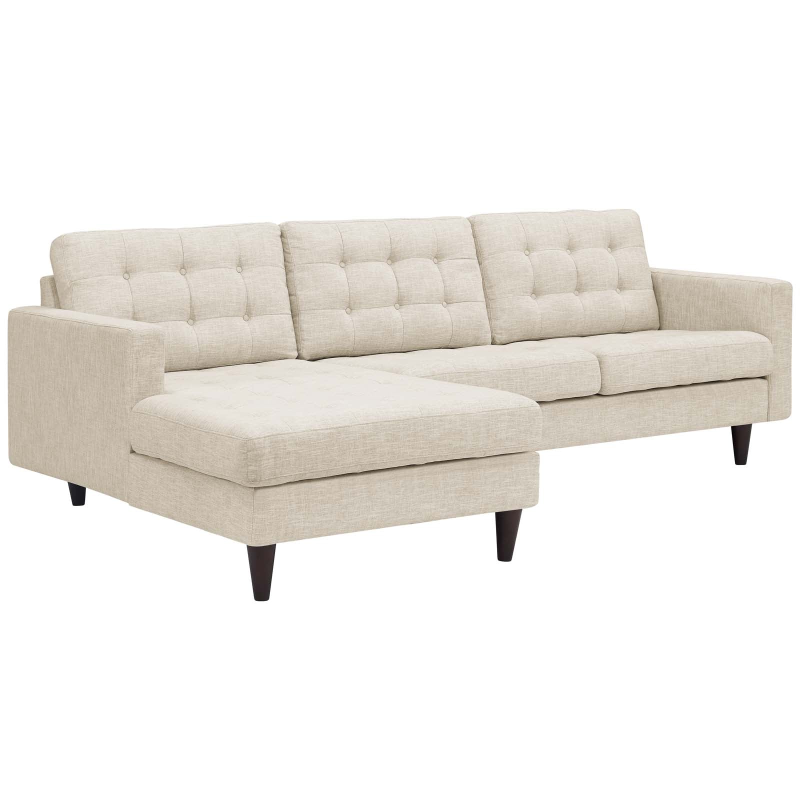 Modway Sectional Sofas - Empress Left-Extended Upholstered Fabric Sectional Sofa Beige