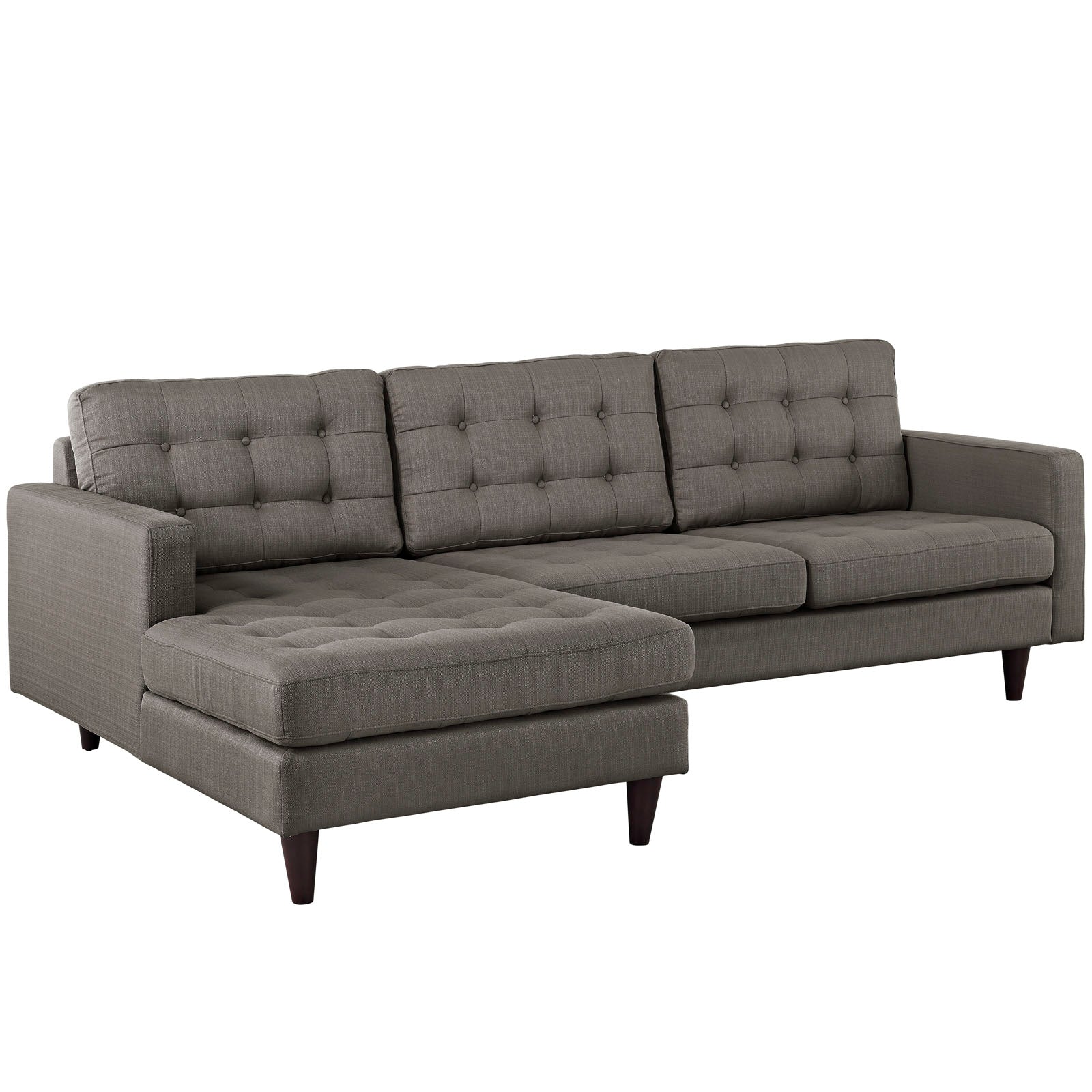 Modway Sectional Sofas - Empress Left Facing Upholstered Fabric Sectional Sofa Granite