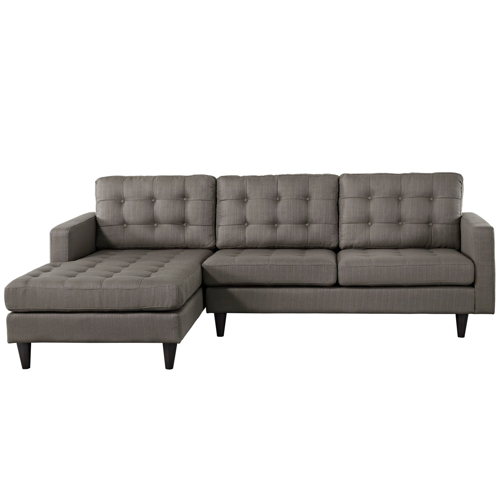 Modway Sectional Sofas - Empress Left Facing Upholstered Fabric Sectional Sofa Granite