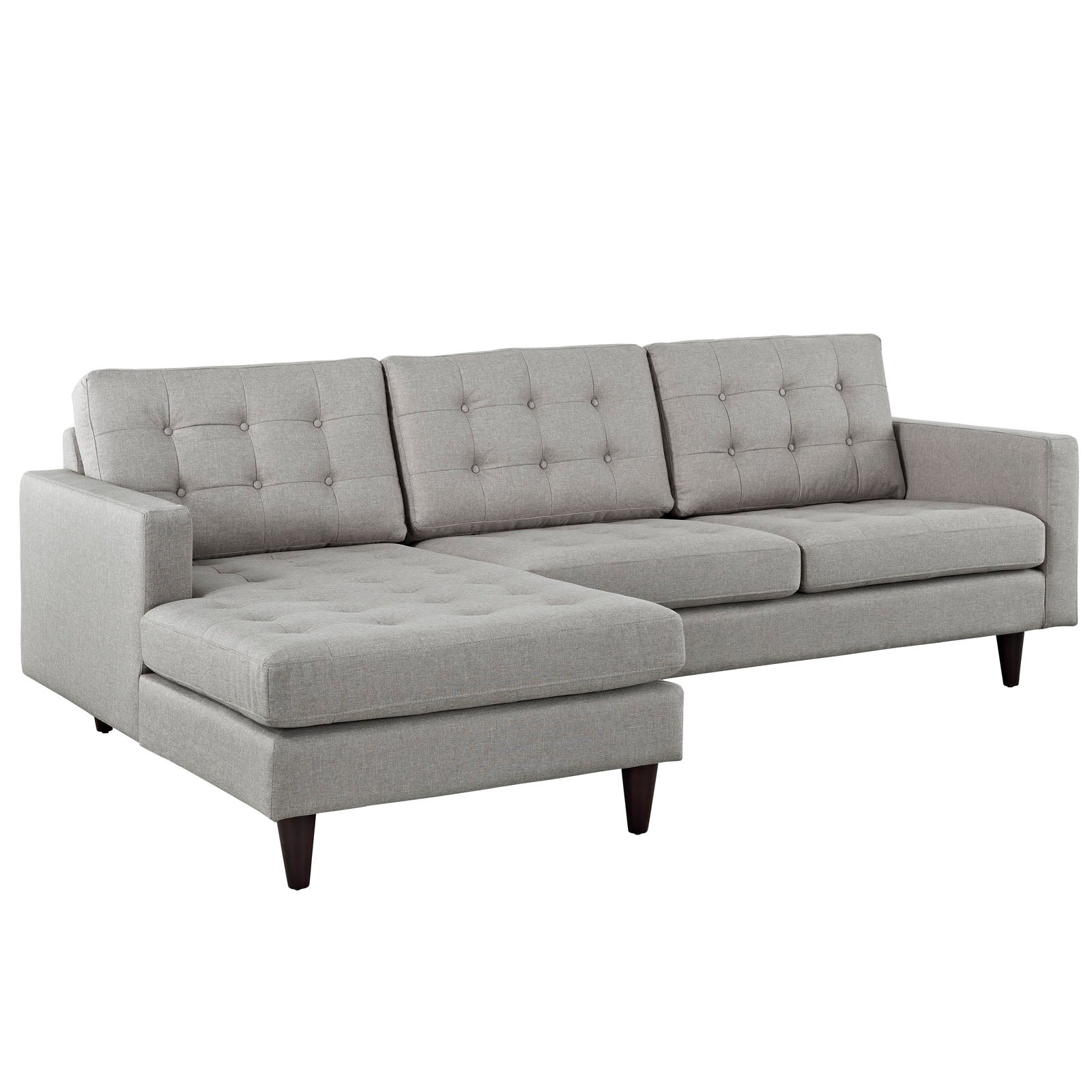 Modway Sectional Sofas - Empress Left-Facing Upholstered Fabric Sectional Sofa Light Gray