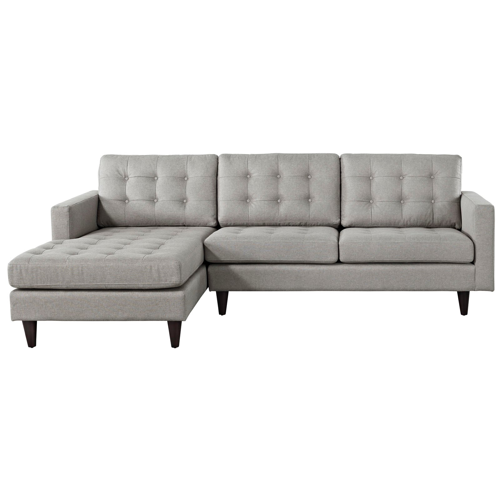 Modway Sectional Sofas - Empress Left-Facing Upholstered Fabric Sectional Sofa Light Gray