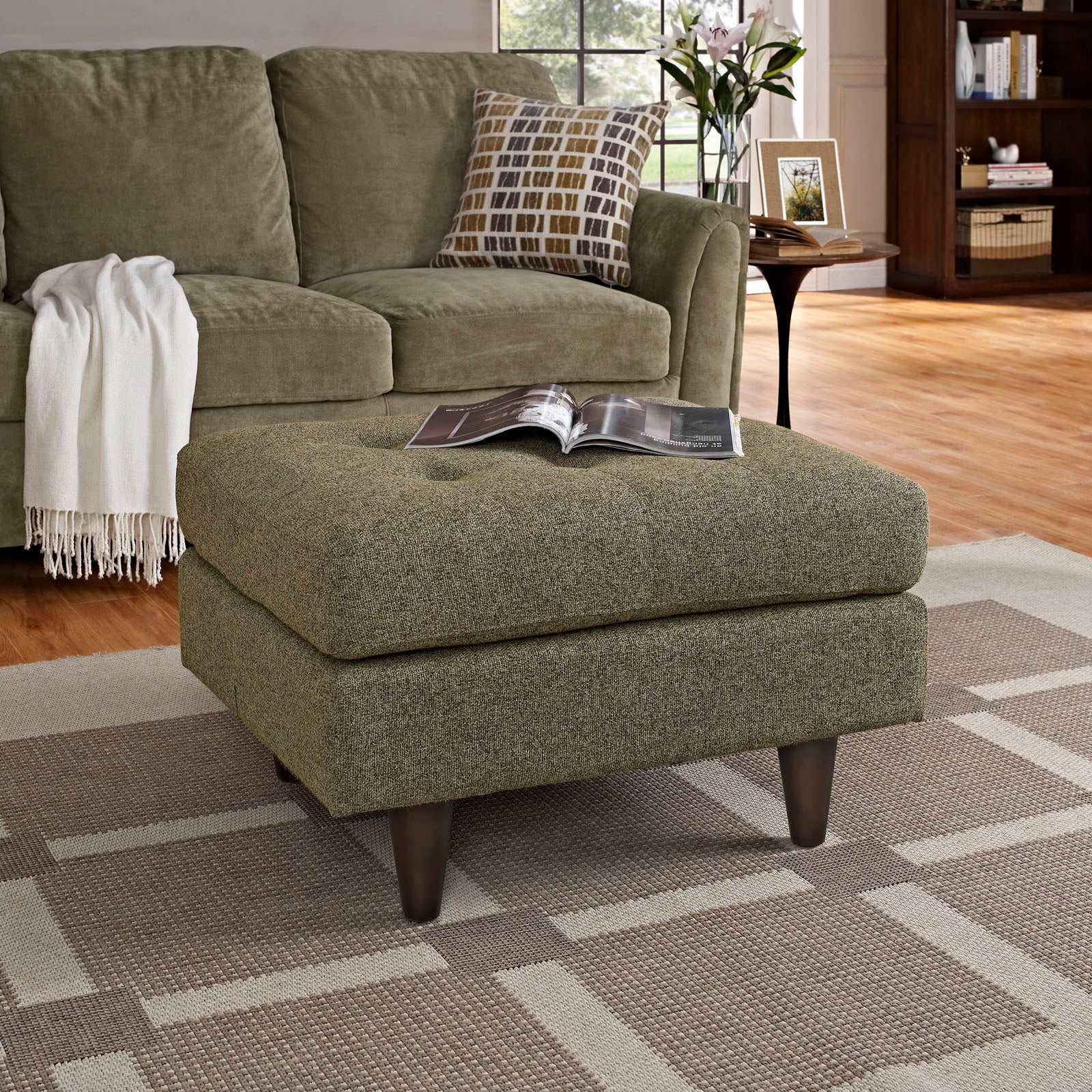 Modway Ottomans & Stools - Empress Upholstered Fabric Ottoman Oatmeal