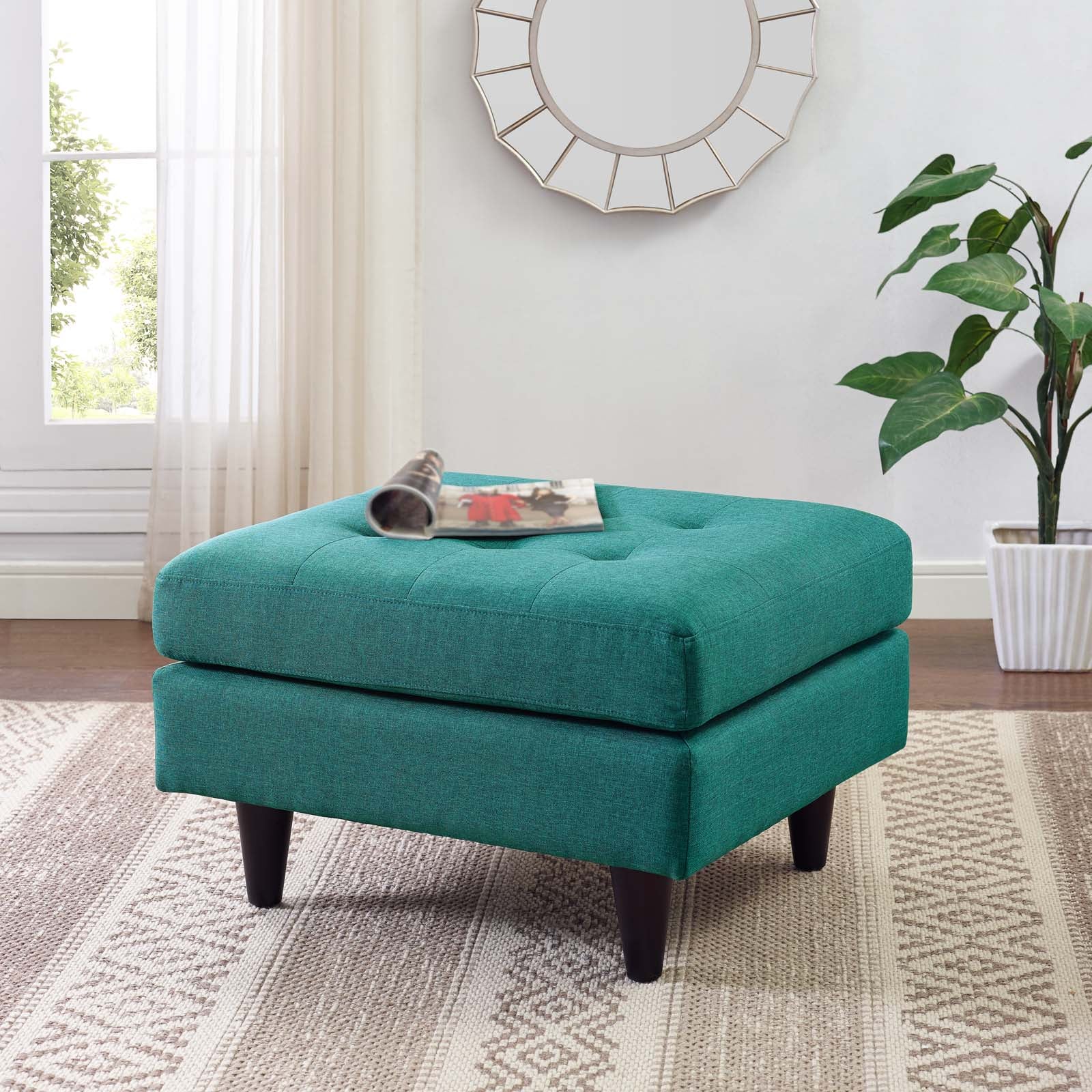 Modway Ottomans & Stools - Empress Fabric Ottoman Teal