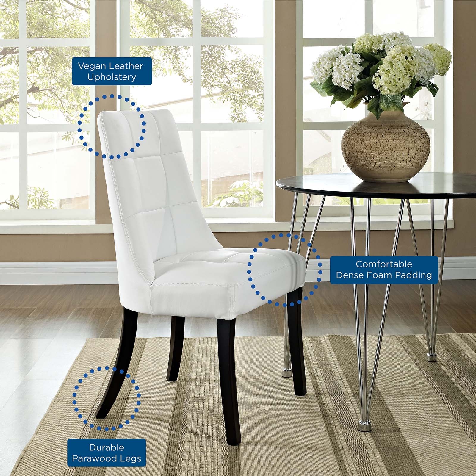 Modway Dining Chairs - Noblesse Dining Chair Vinyl ( Set of 4 ) White
