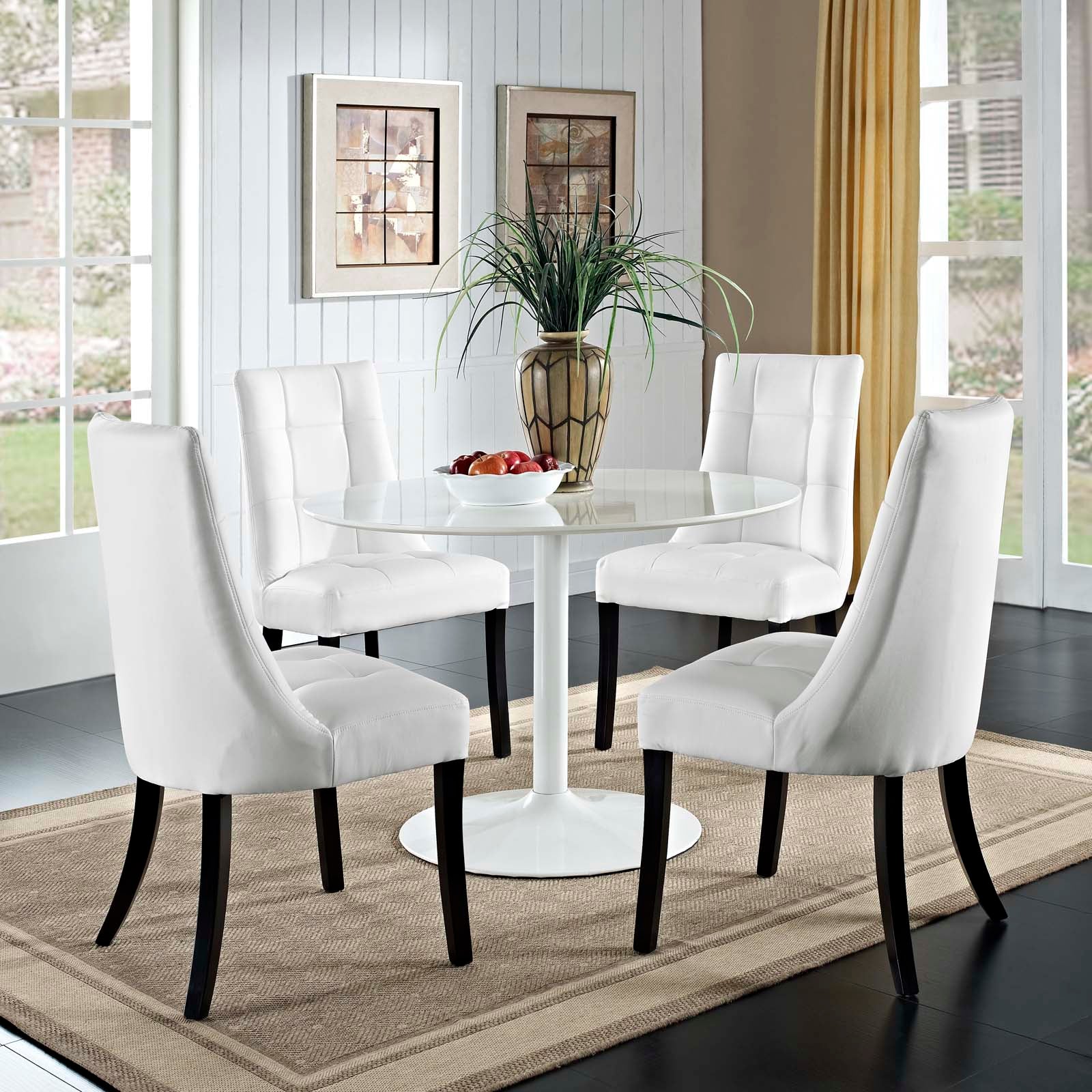 Modway Dining Chairs - Noblesse Dining Chair Vinyl ( Set of 4 ) White