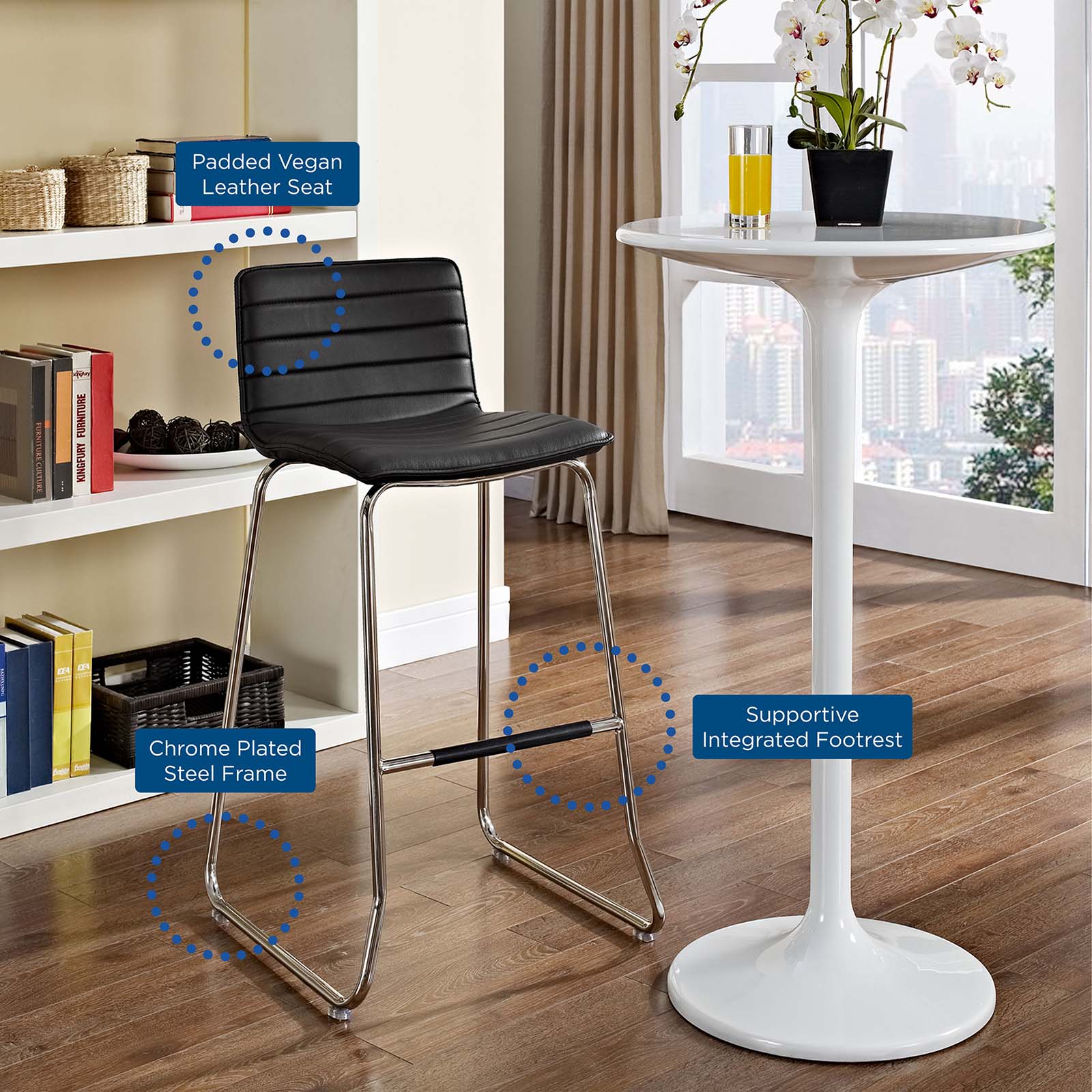 Modway Barstools - Dive Bar Stool Black (Set of 4)