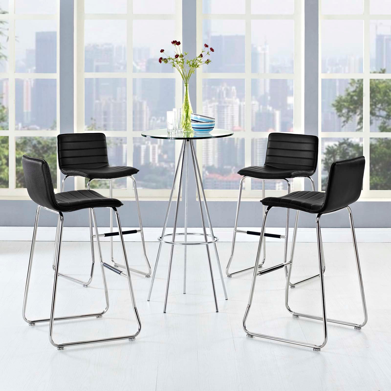 Modway Barstools - Dive Bar Stool Black (Set of 4)