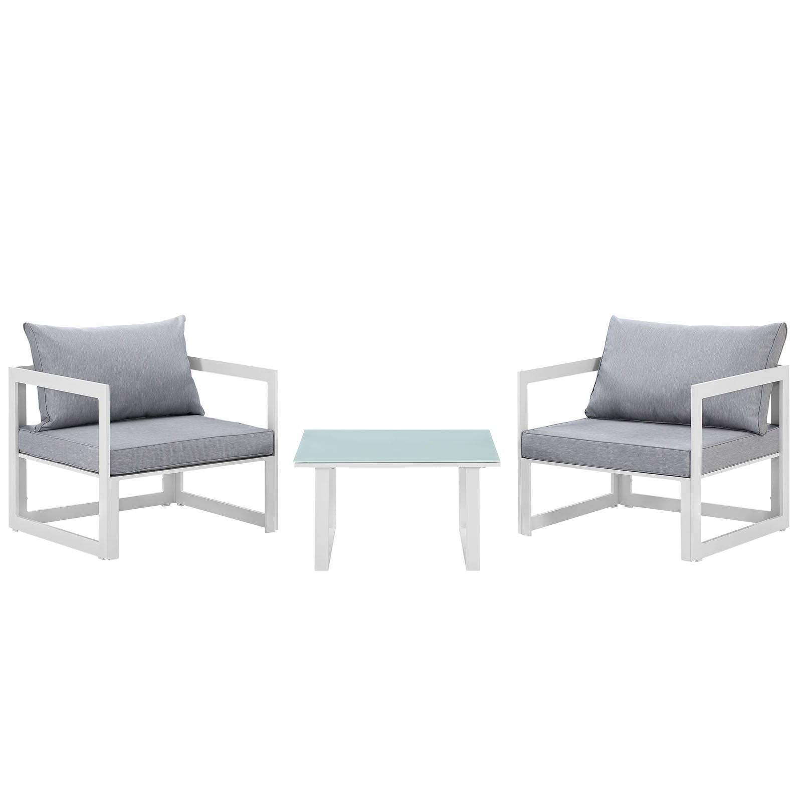 Modway Outdoor Conversation Sets - Fortuna 3 Piece Outdoor Patio Sectional Sofa Set White Gray