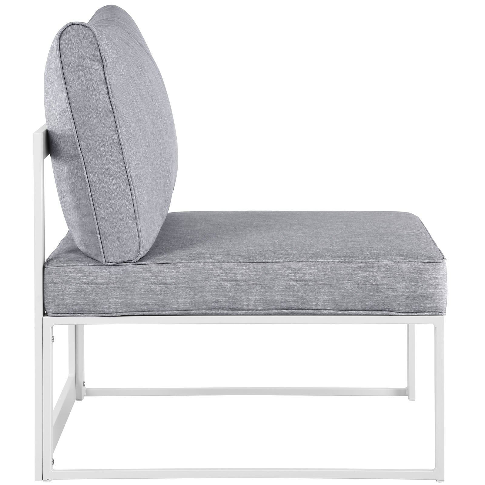 Modway Outdoor Conversation Sets - Fortuna 7 Piece Outdoor 60"D Patio Sectional Sofa Set White Gray