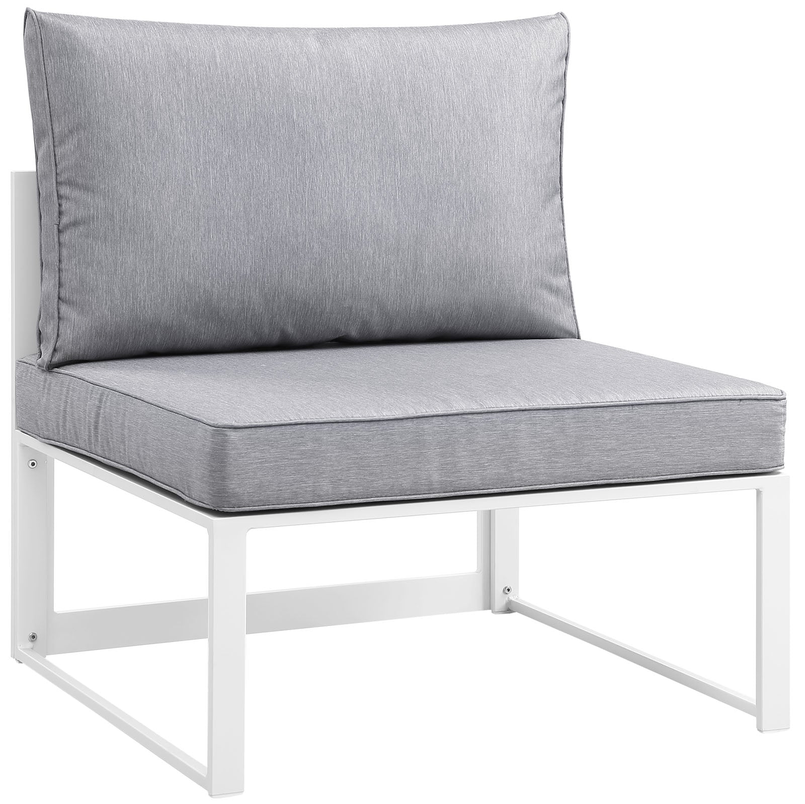 Modway Outdoor Conversation Sets - Fortuna 7 Piece Outdoor 120"W Patio Sectional Sofa Set White Gray