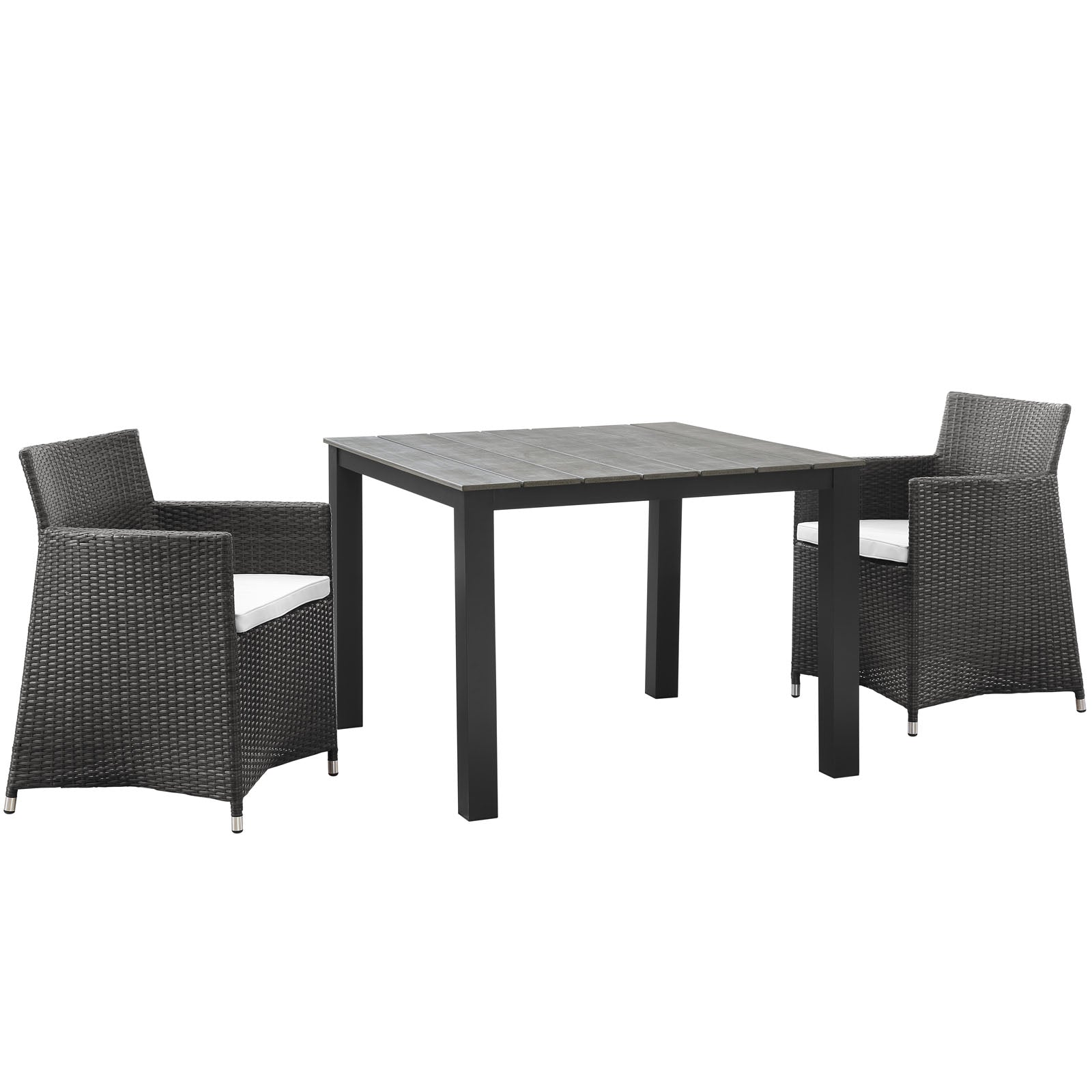 Modway Outdoor Dining Sets - Junction 3 Piece Outdoor Patio Wicker Dining Set Brown White