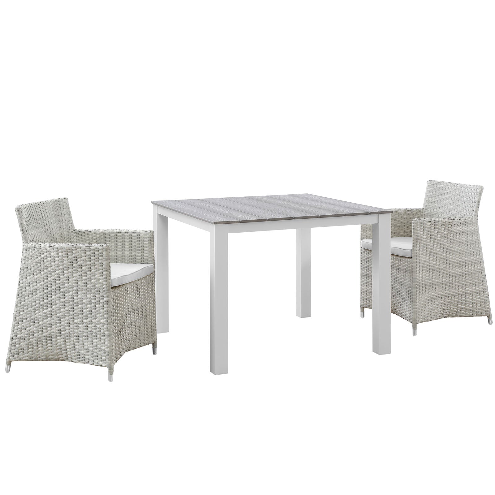 Modway Outdoor Dining Sets - Junction 3 Piece Outdoor Patio Wicker Dining Set Gray White