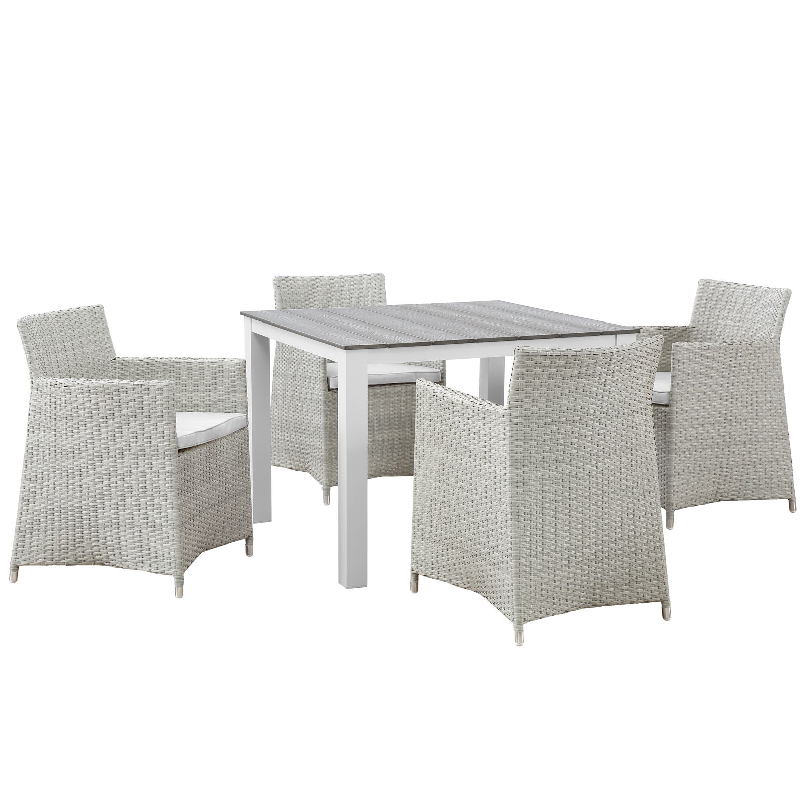 Modway Outdoor Dining Sets - Junction 5 Piece Outdoor 85.5"W Patio Dining Set Gray White