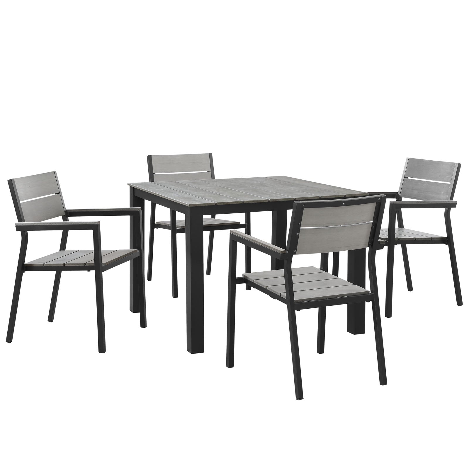 Modway Outdoor Dining Sets - Maine 5-Piece Outdoor Dining Set Brown Gray