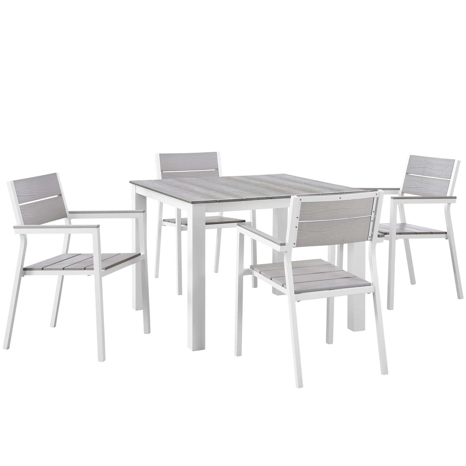 Modway Outdoor Dining Sets - Maine 40" Outdoor Dining Set for 4 White & Light Gray