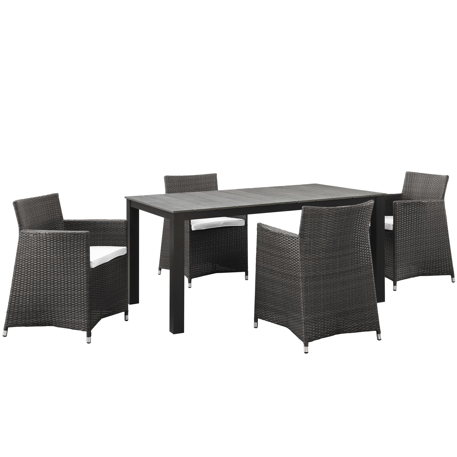 Modway Outdoor Dining Sets - Junction 5 Piece Outdoor Patio Dining Set Brown White