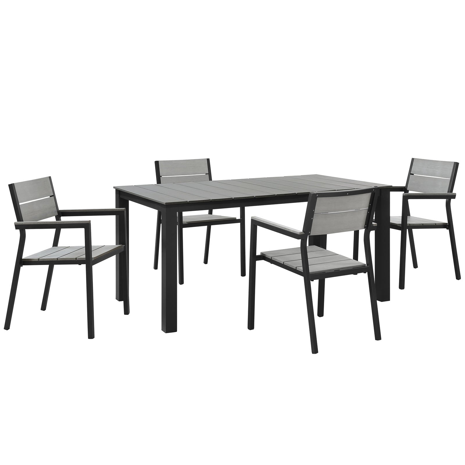 Modway Outdoor Dining Sets - Maine 5 Piece Outdoor Patio Dining Set Brown & Gray