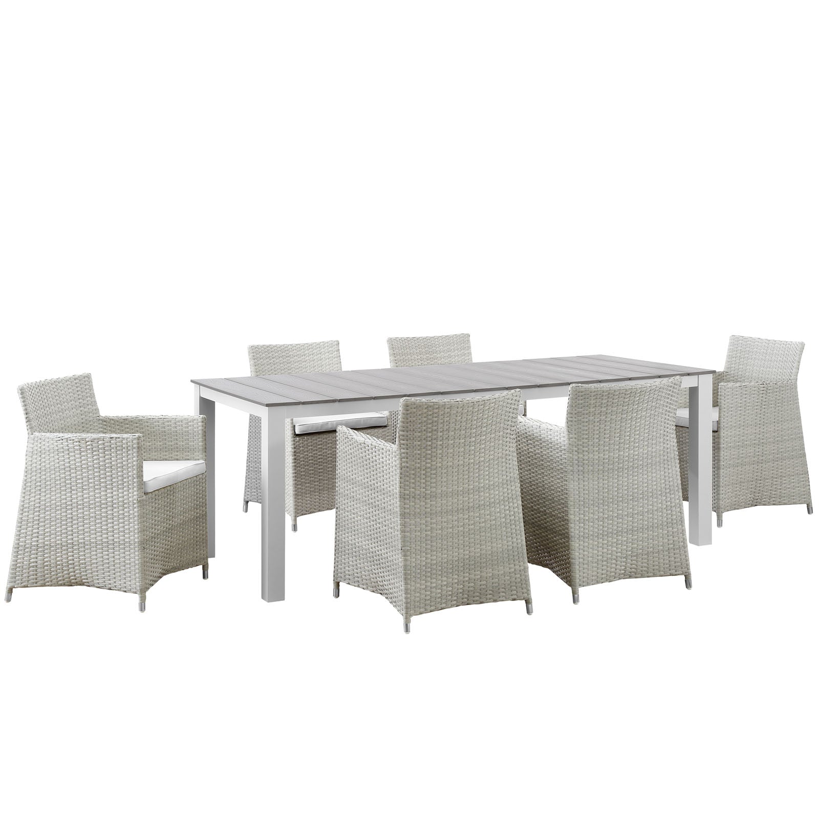 Modway Outdoor Dining Sets - Junction 7 Piece Outdoor Patio Dining Set Gray White