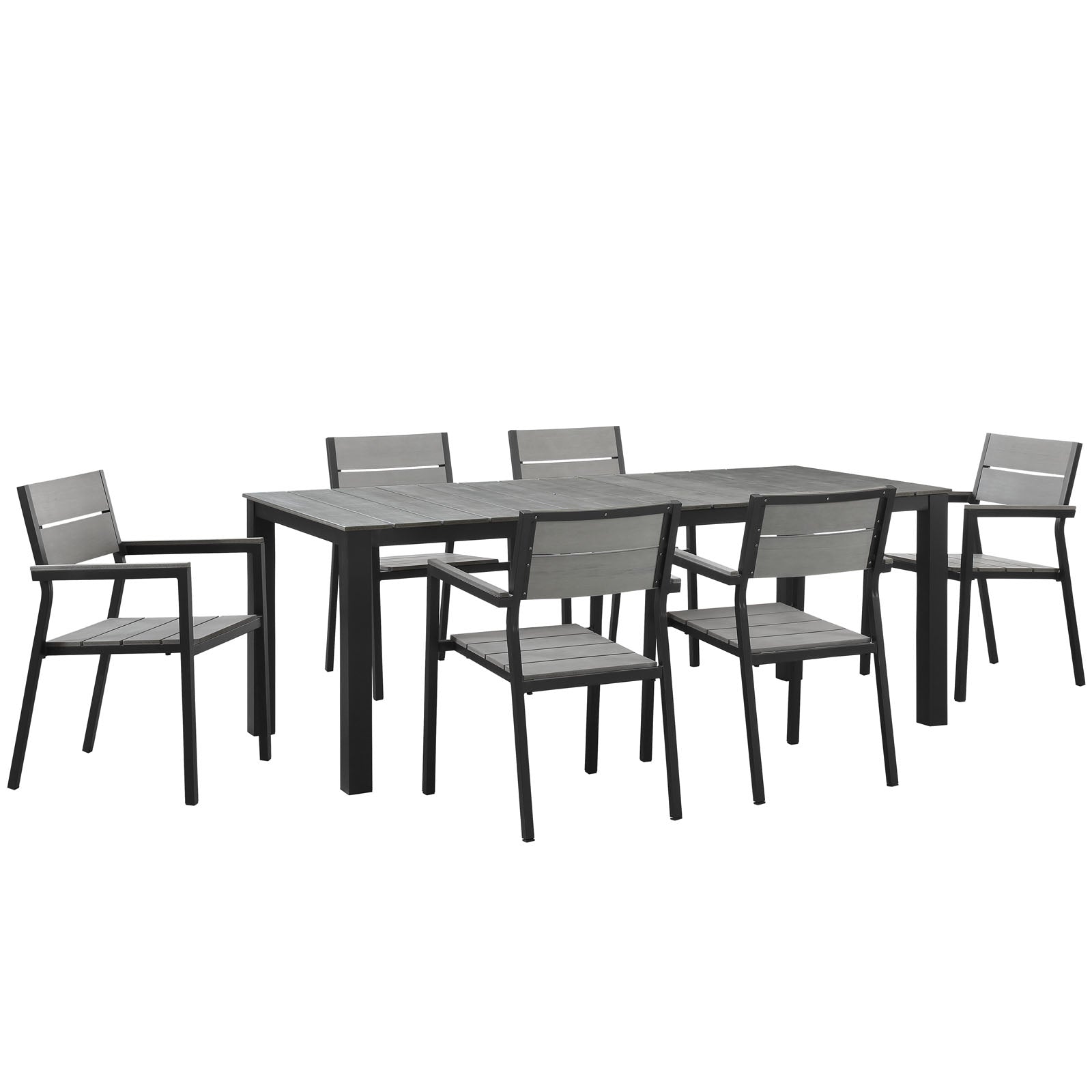 Modway Outdoor Dining Sets - Maine 7 Piece Outdoor Patio Dining Set Brown & Gray