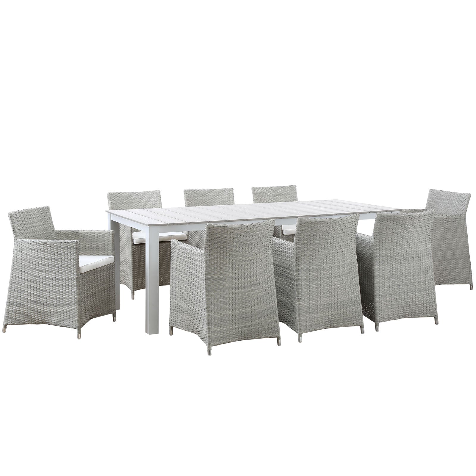 Modway Outdoor Dining Sets - Junction 9 Piece Outdoor Patio Dining Set Gray White