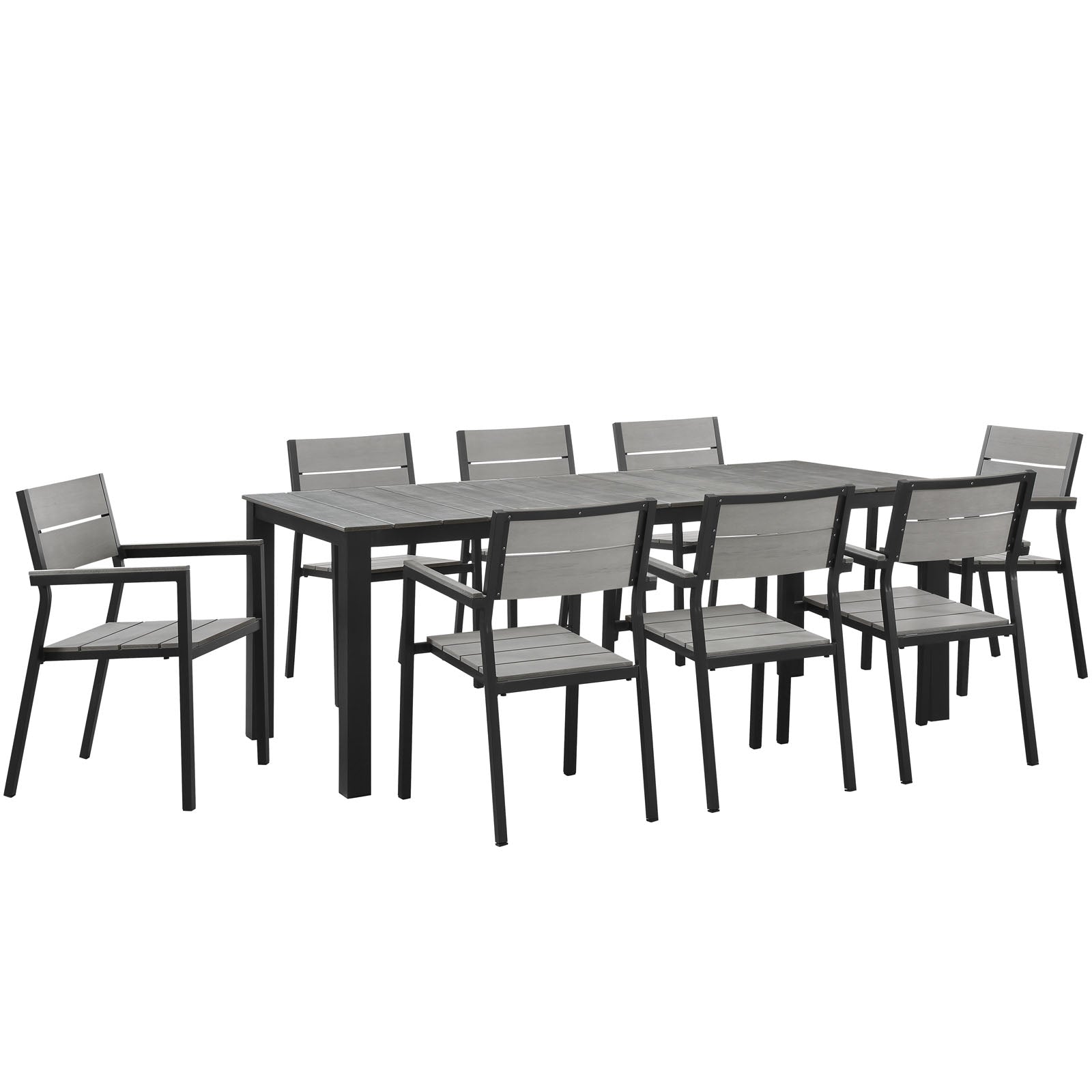 Modway Outdoor Dining Sets - Maine 9-Piece Outdoor Dining Set Brown Gray