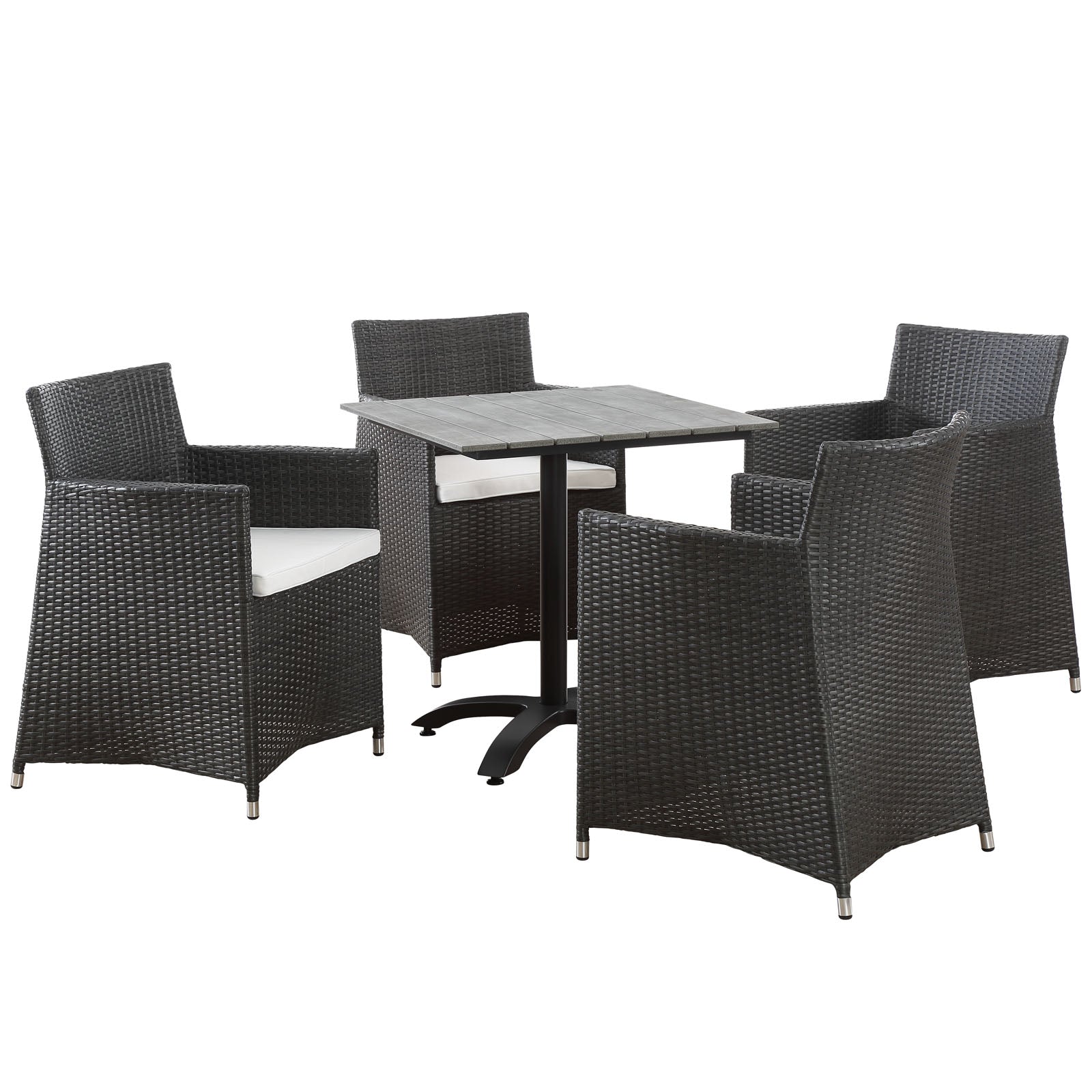 Modway Outdoor Dining Sets - Junction Outdoor Patio Dining Set For 4 Brown And White