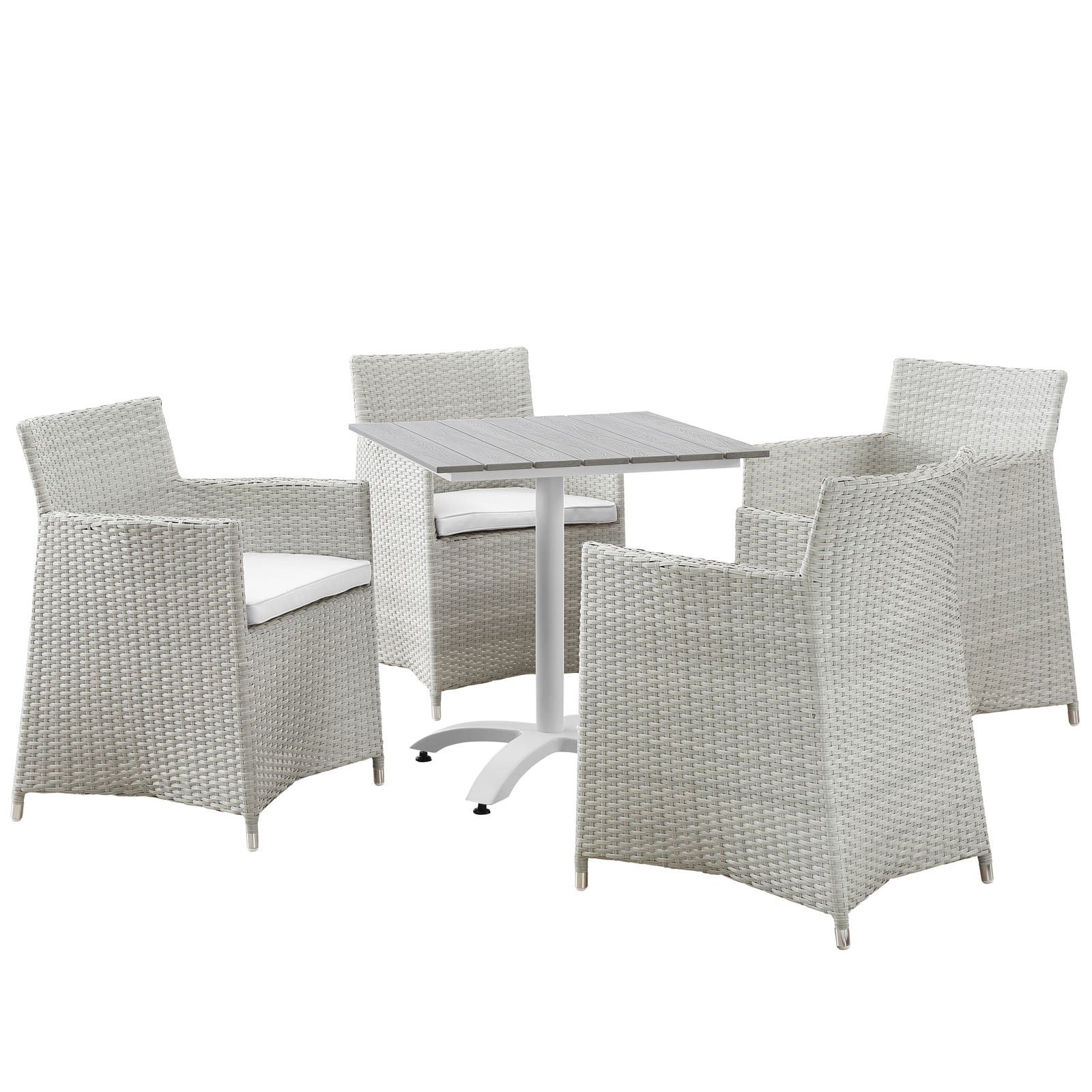 Modway Outdoor Dining Sets - Junction 5 Piece Outdoor 73.5"W Patio Dining Set Gray White