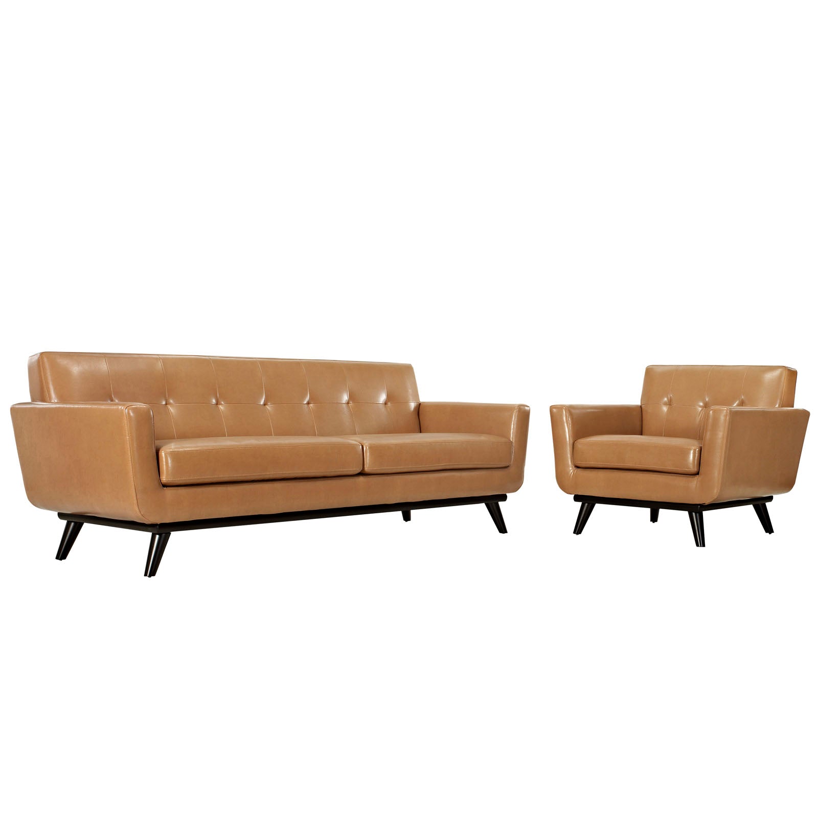 Modway Living Room Sets - Engage 2 Piece Leather Living Room Set Tan