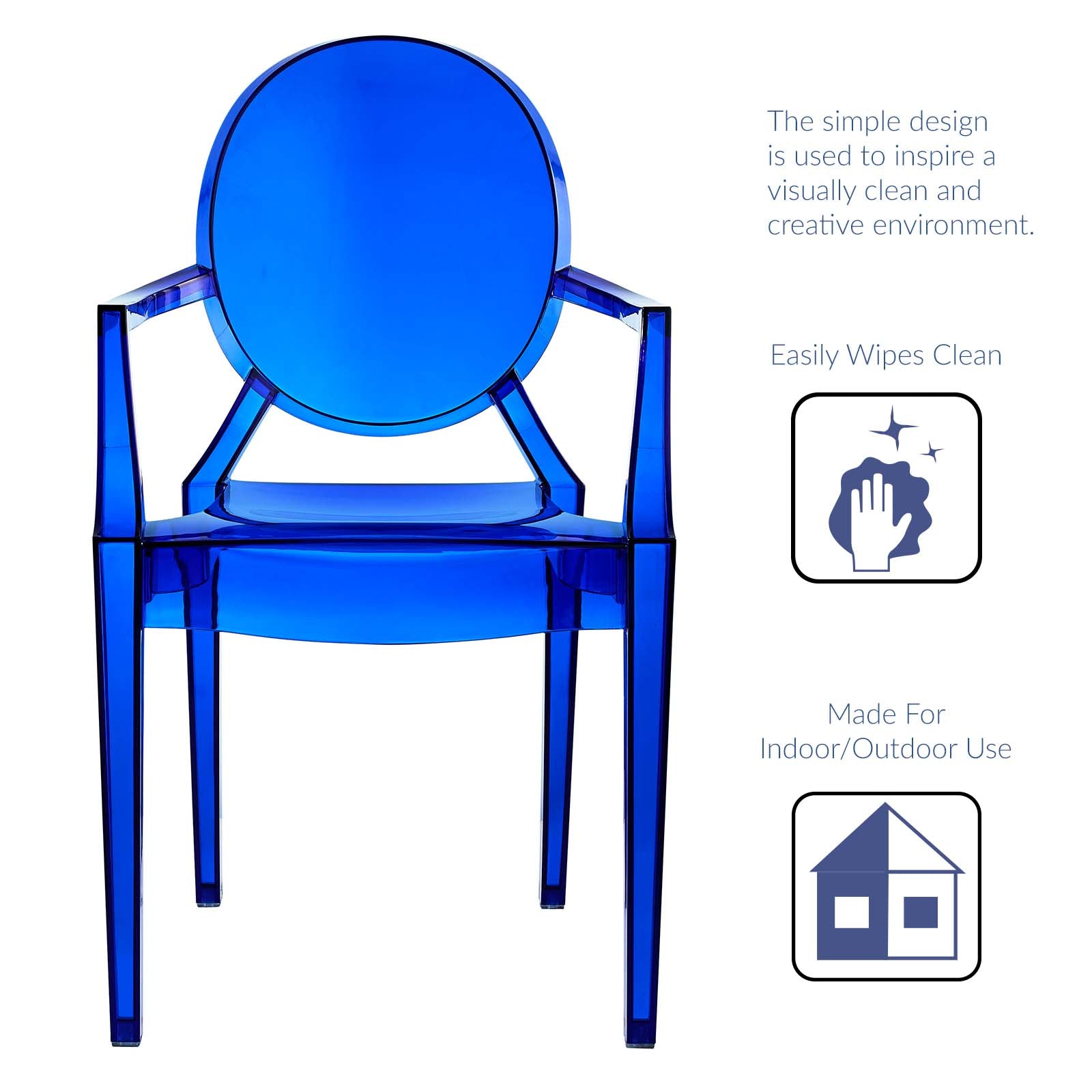 Modway Dining Chairs - Casper Dining Armchairs Set of 4 Blue