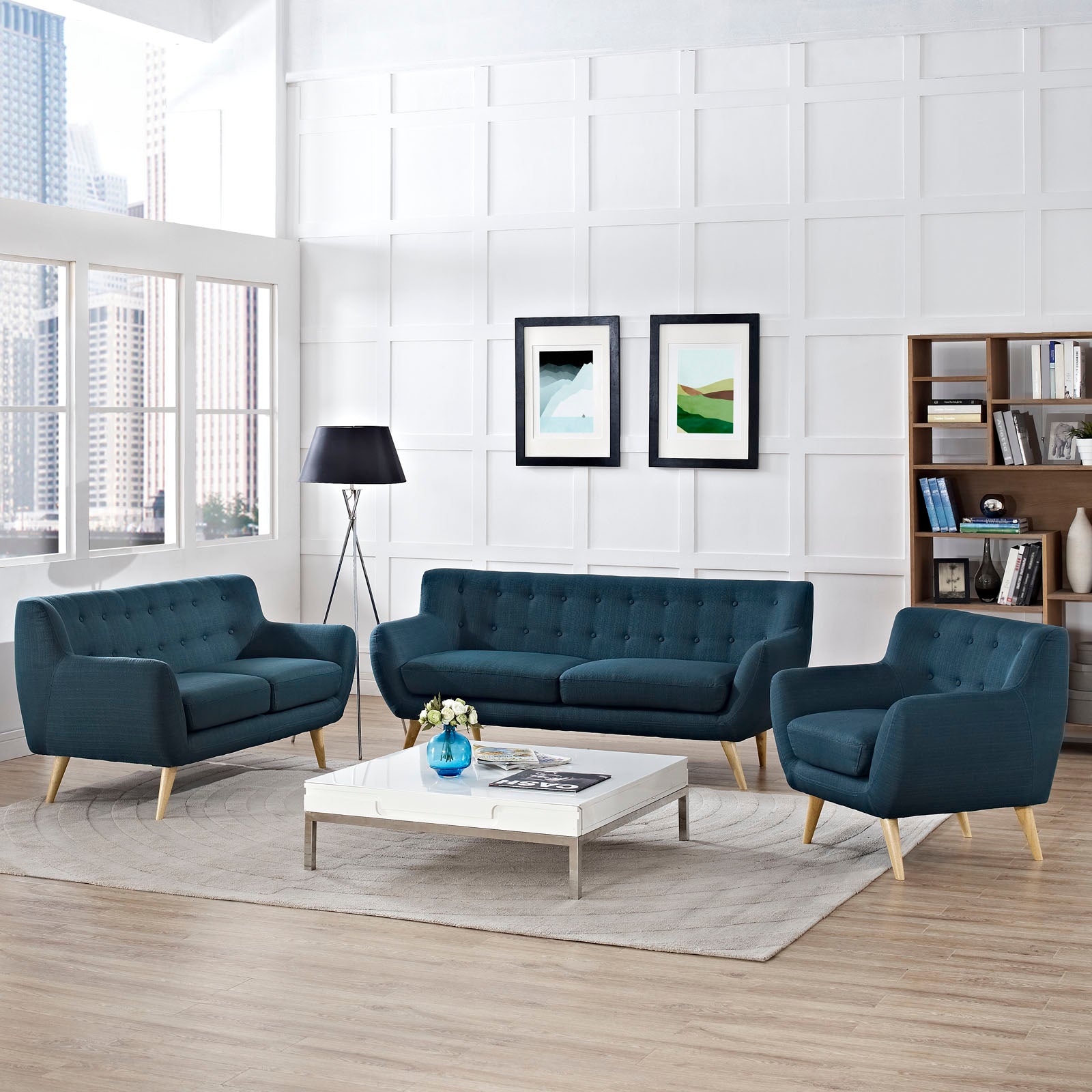 Modway Living Room Sets - Remark 3 Piece 170" W Living Room Set Azure