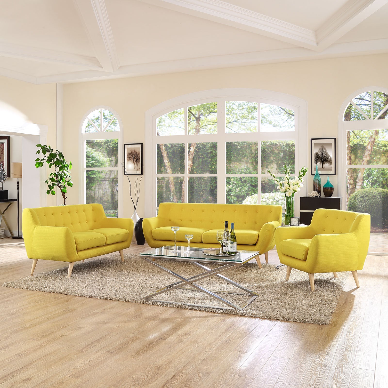 Modway Living Room Sets - Remark 3 Piece Living Room Set Sunny