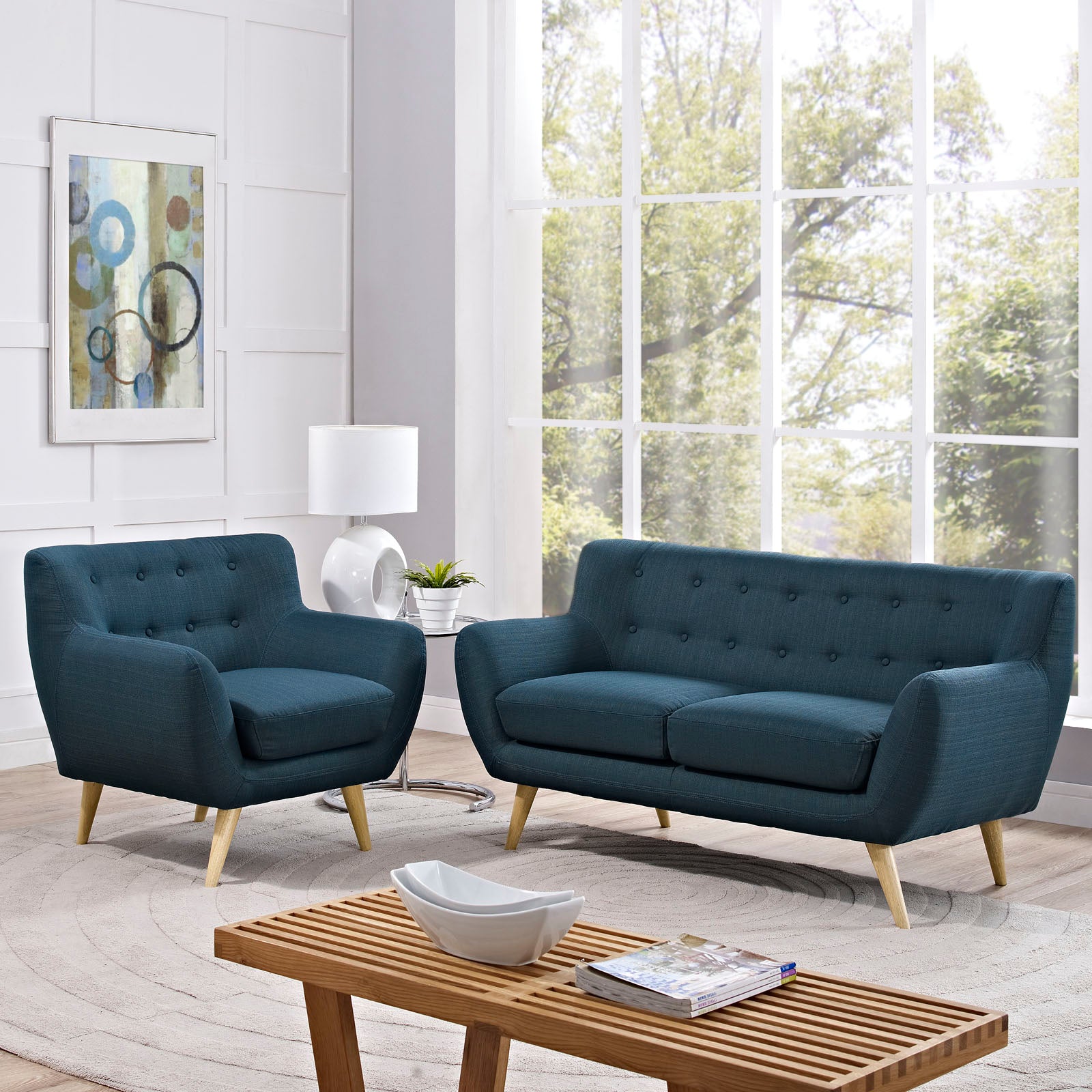 Modway Living Room Sets - Remark 2 Piece 96" W Living Room Set Azure