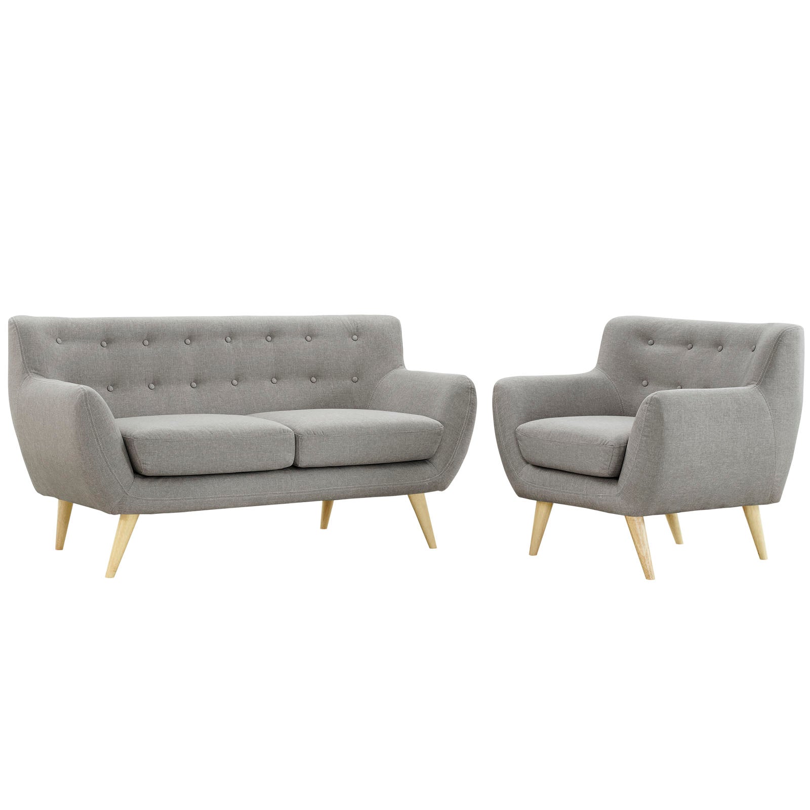 Modway Living Room Sets - Remark 2 Piece Living Room Set Light Gray Loveseat